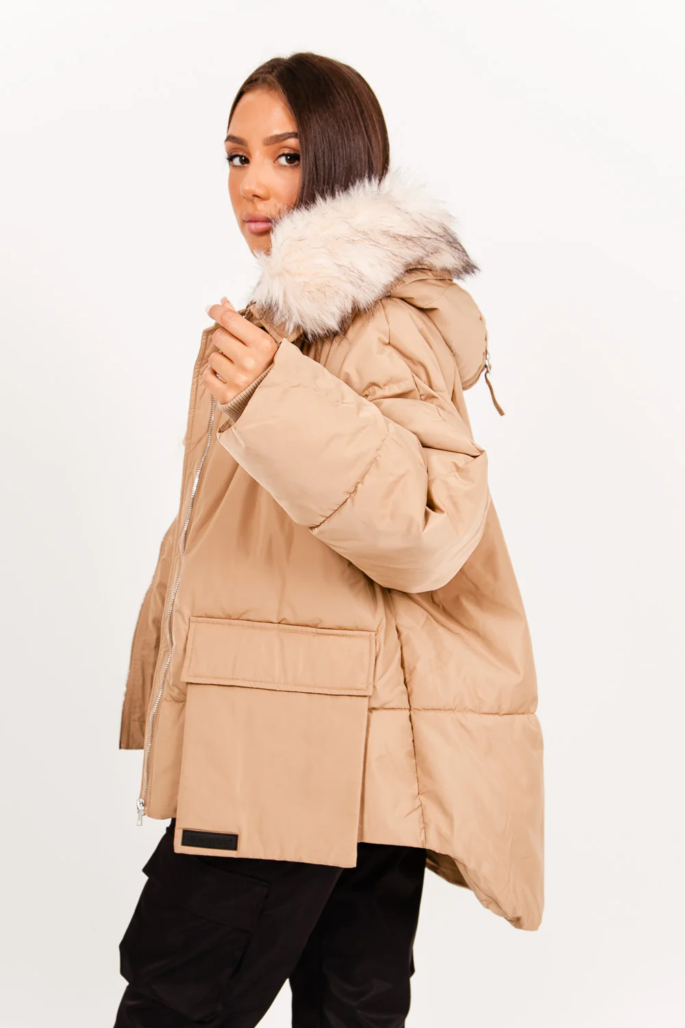 Doudoune oversize arrondi Beige - Image 4