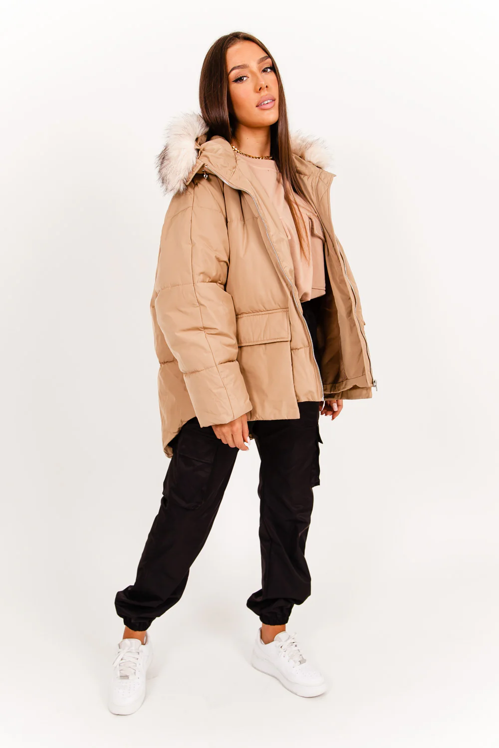 Doudoune oversize arrondi Beige - Image 6