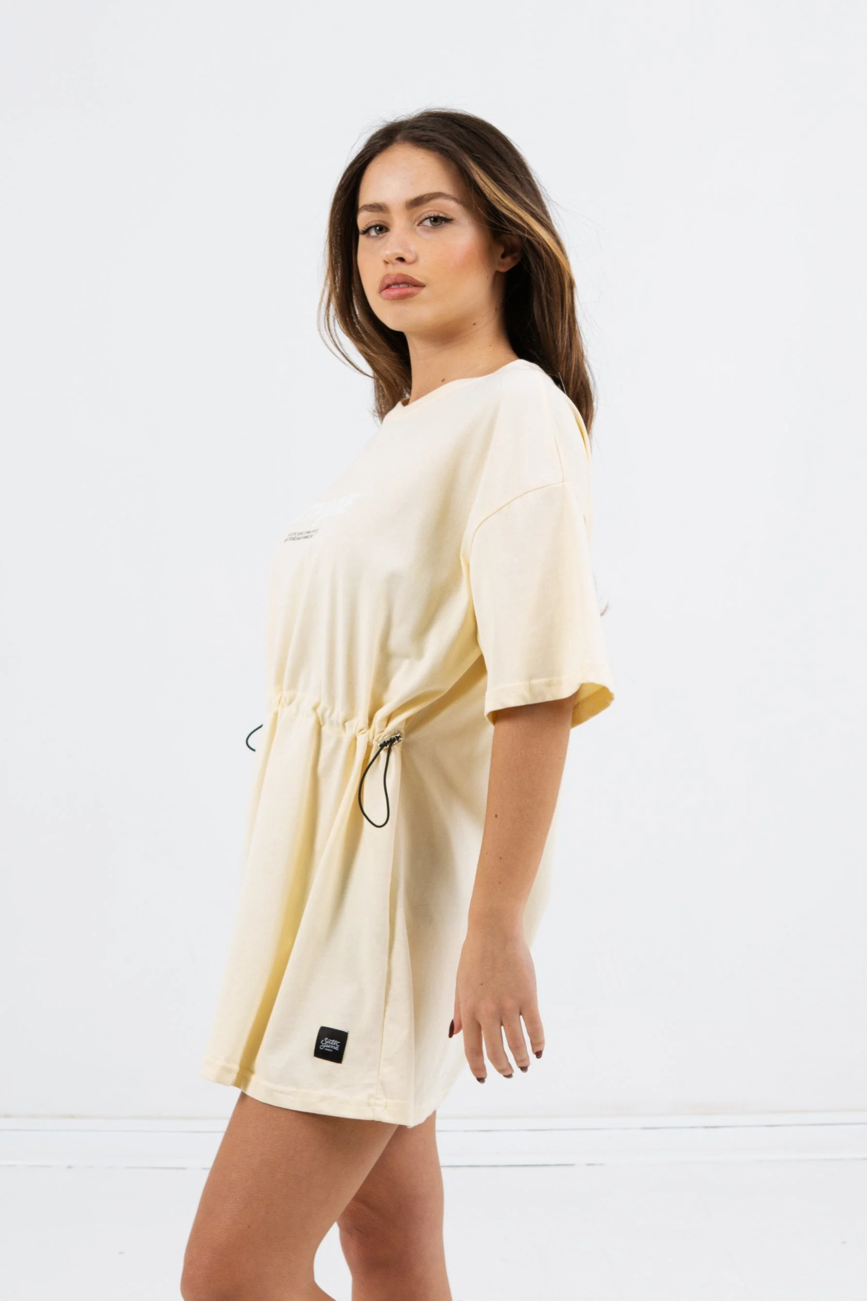 Robe courte élastique imprimé jaune - Image 3