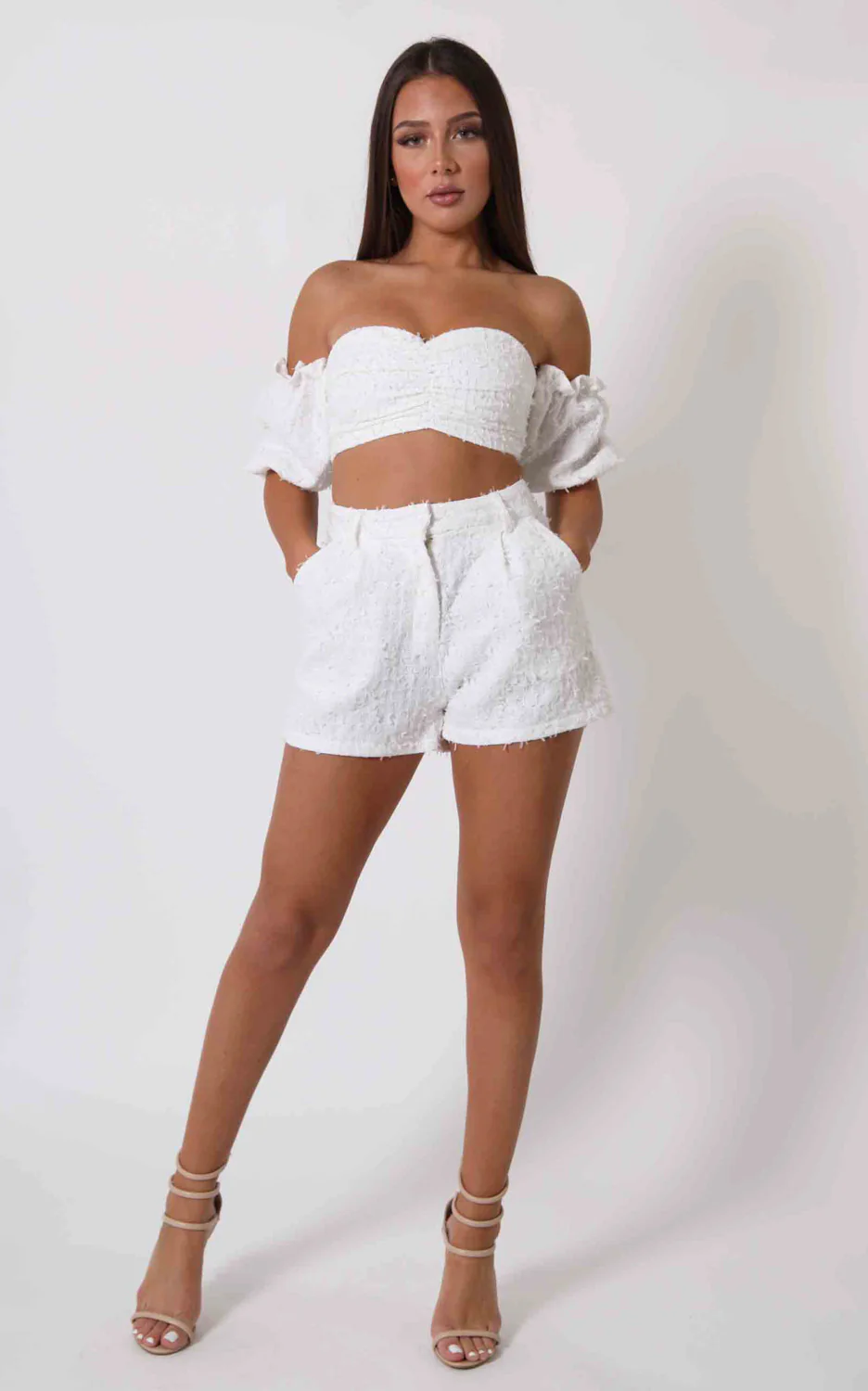 Ensemble top + short texturé blanc - Image 5