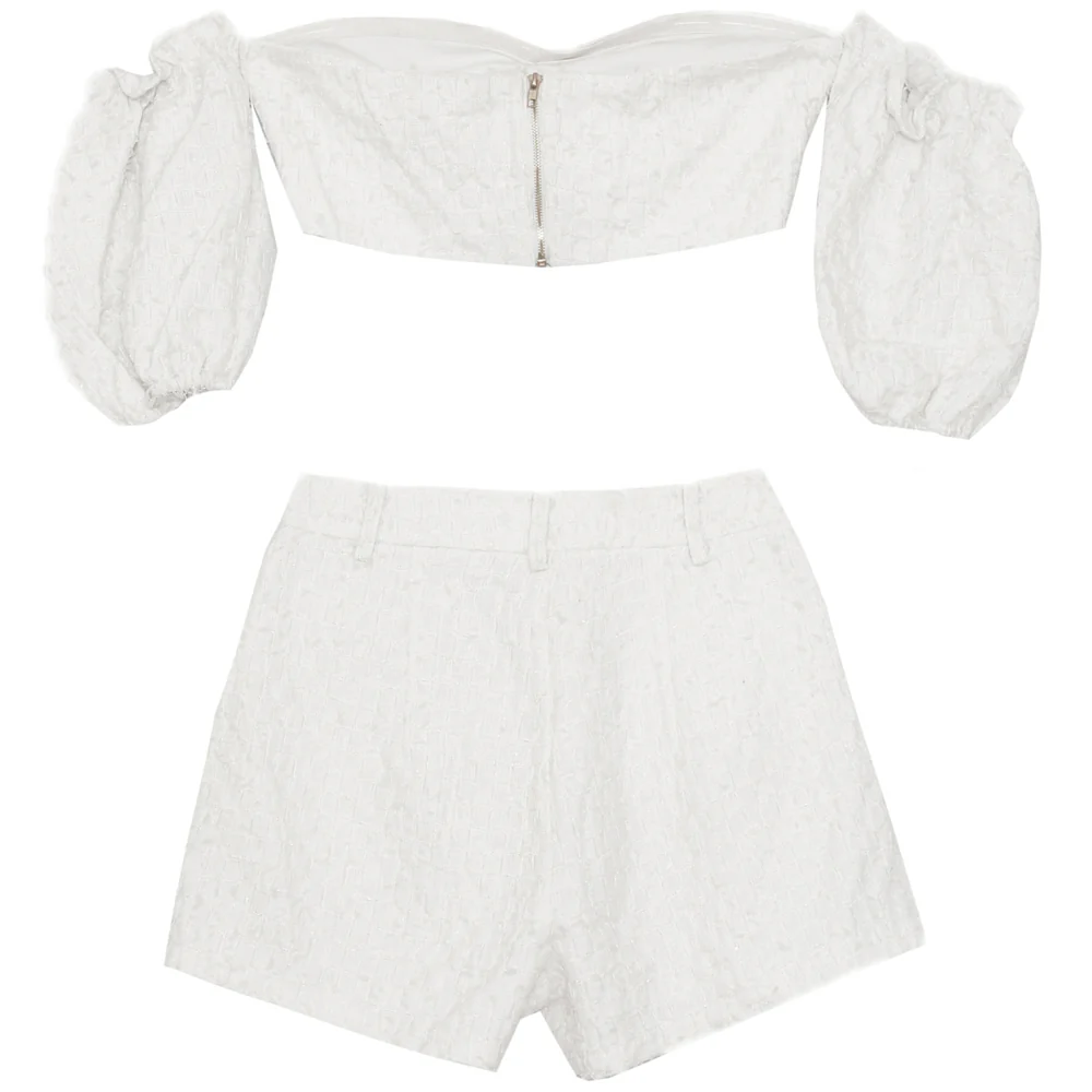 Ensemble top + short texturé blanc - Image 6