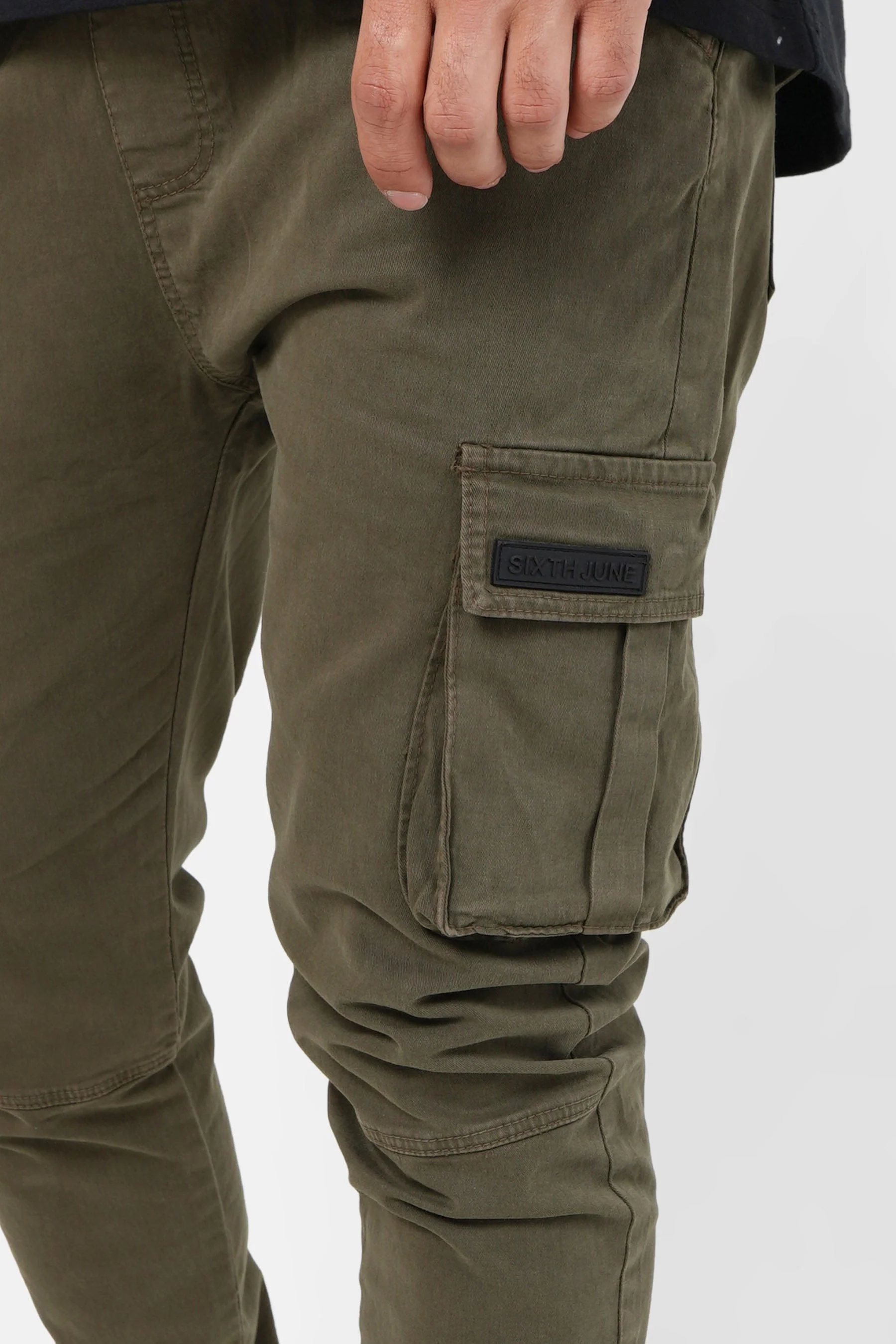 Pantalon cargo ajusté épais Vert kaki - Image 3