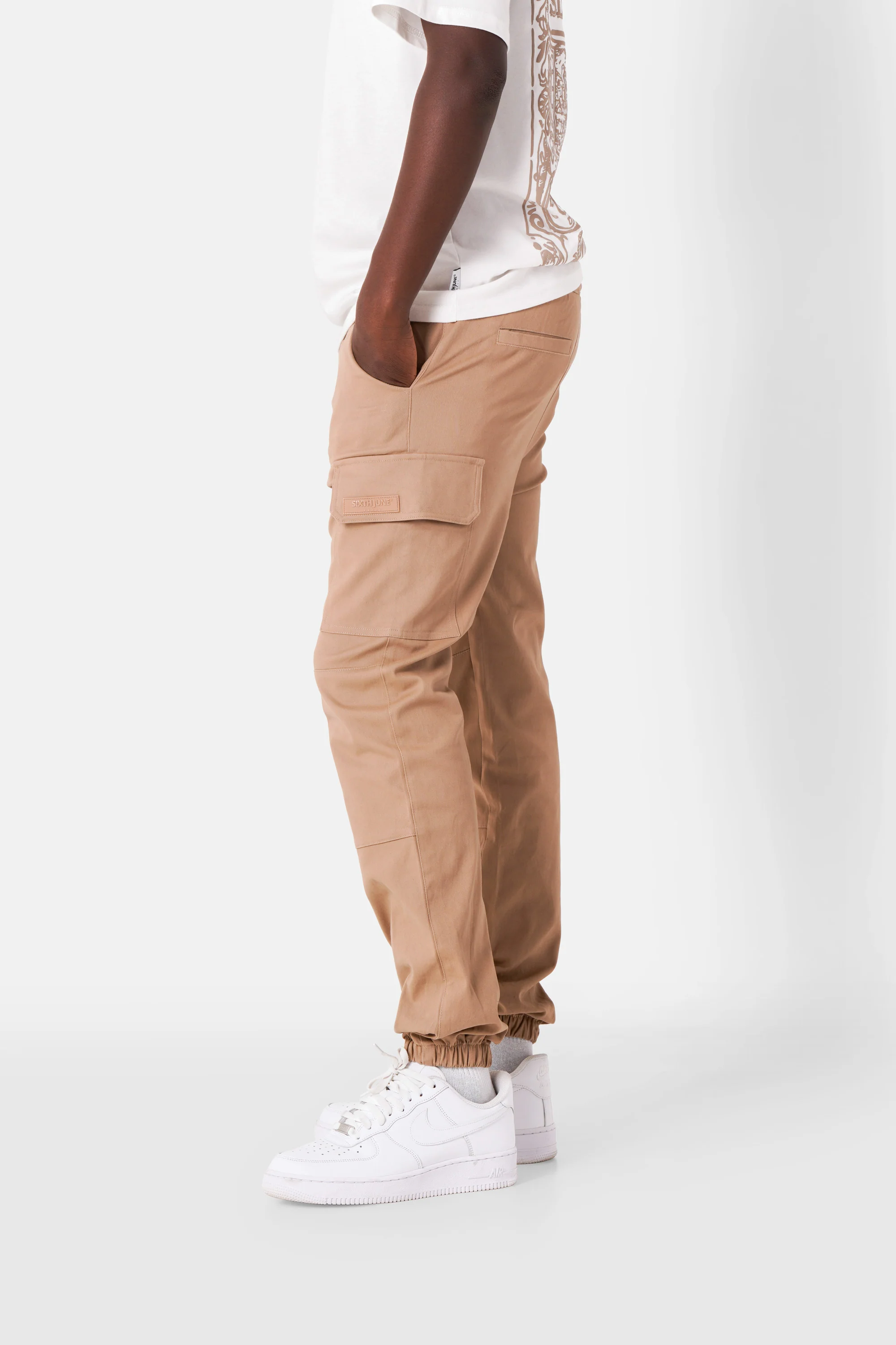 Pantalon poches cargo cordons Beige foncé - Image 4