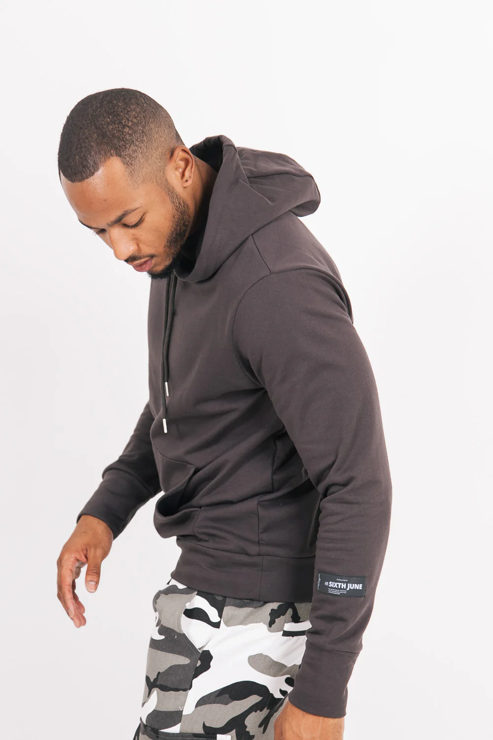 Sweat à capuche basique logo gris foncé - Image 3