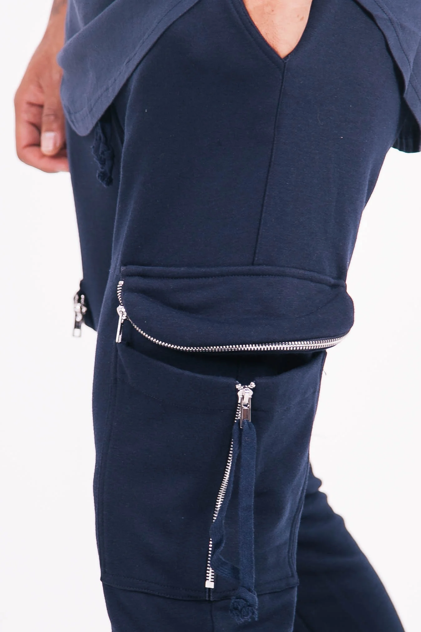 Jogging coton poches bleu marine - Image 3