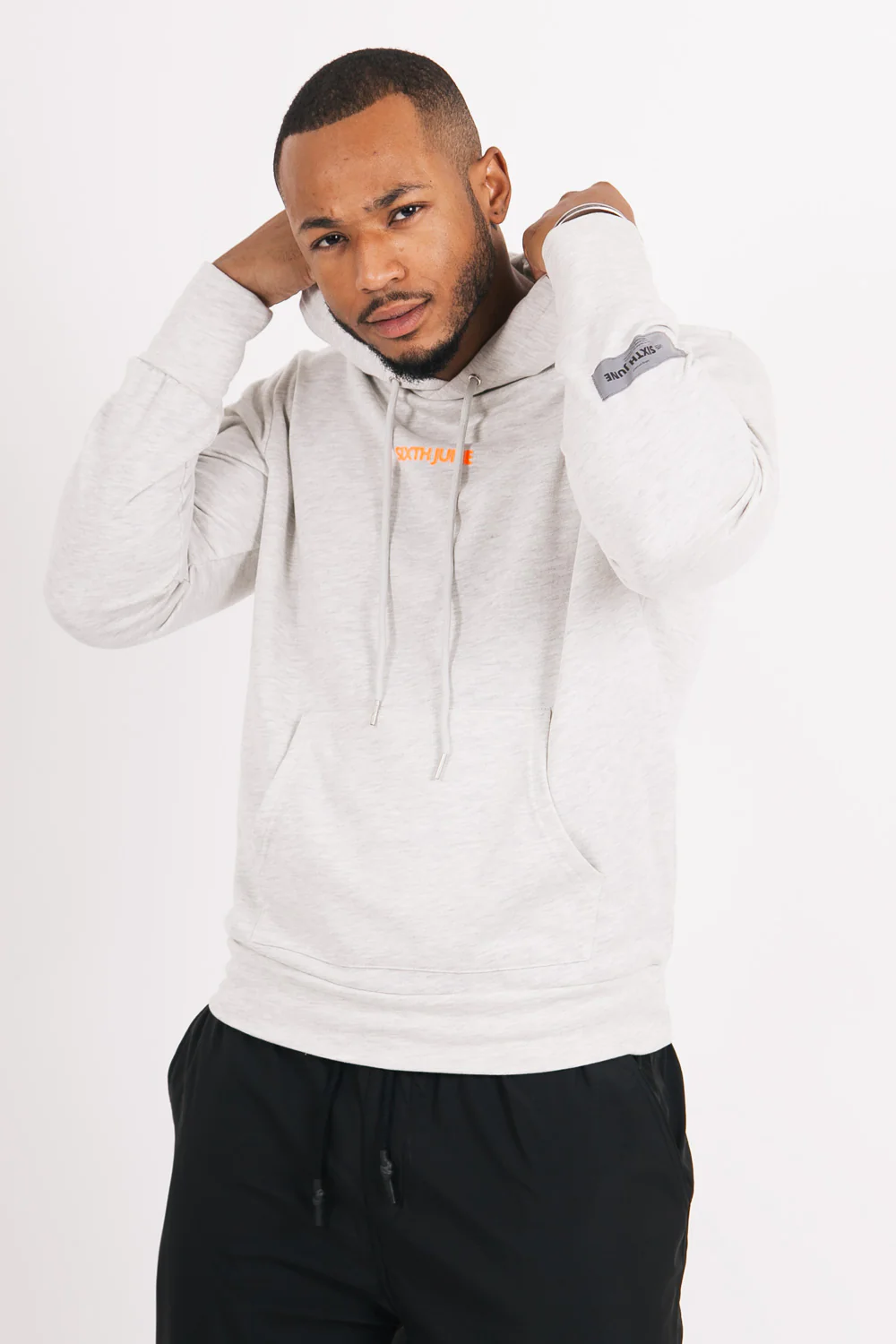 Sweat à capuche basique imprimé gris - Image 2