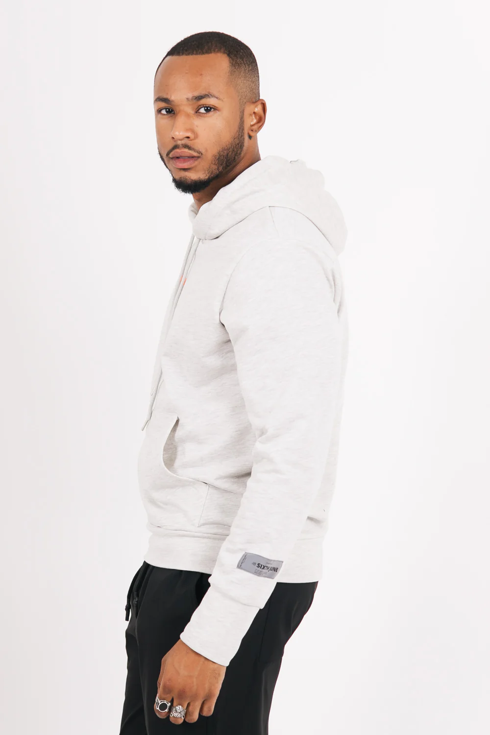Sweat à capuche basique imprimé gris - Image 3