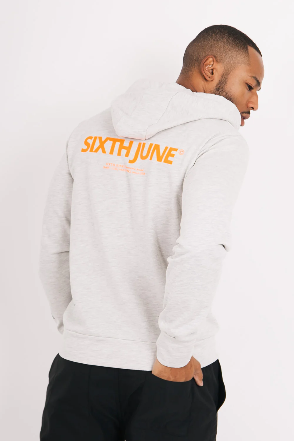 Sweat à capuche basique imprimé gris - Image 4