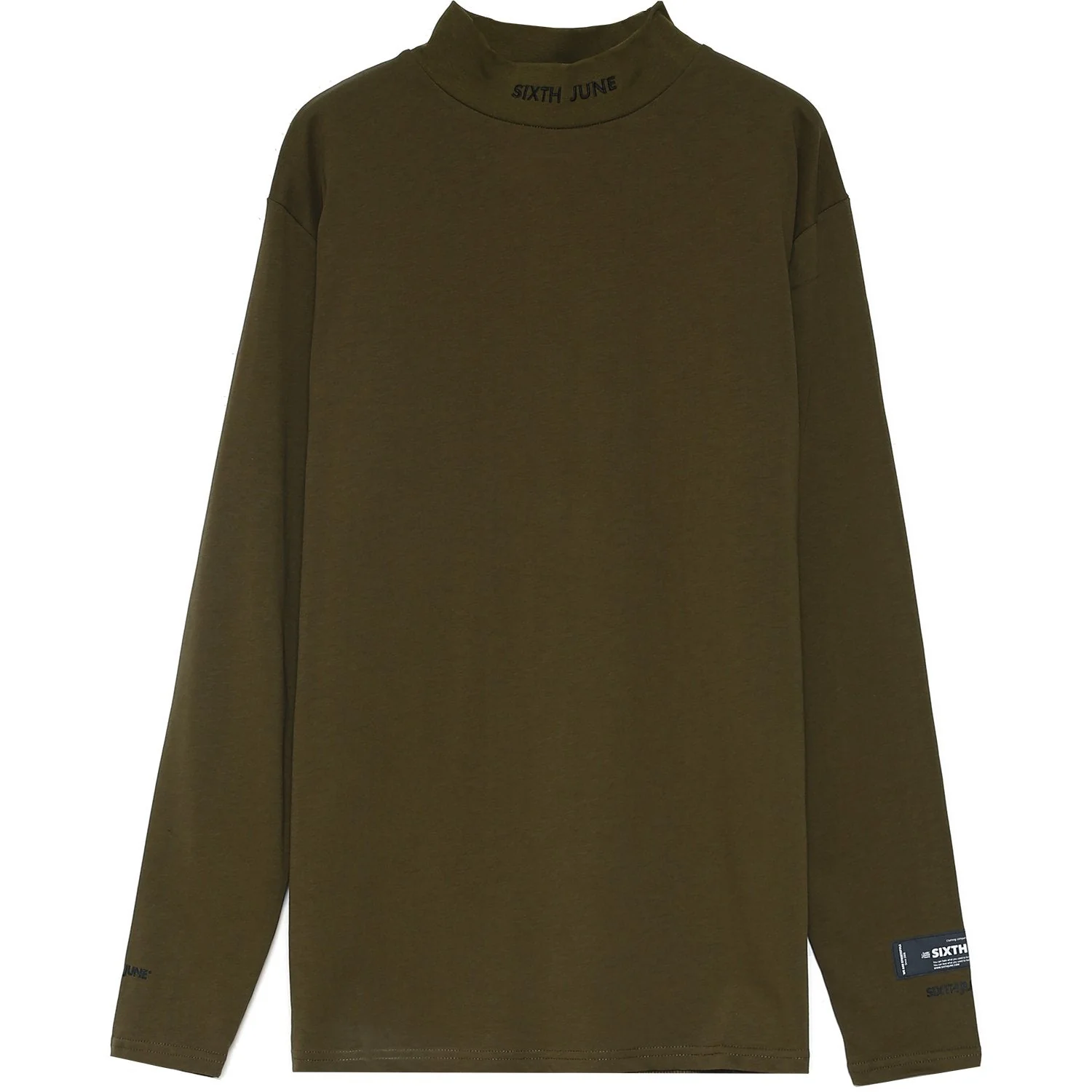 T-shirt col cheminée logo vert Vert kaki - Image 6