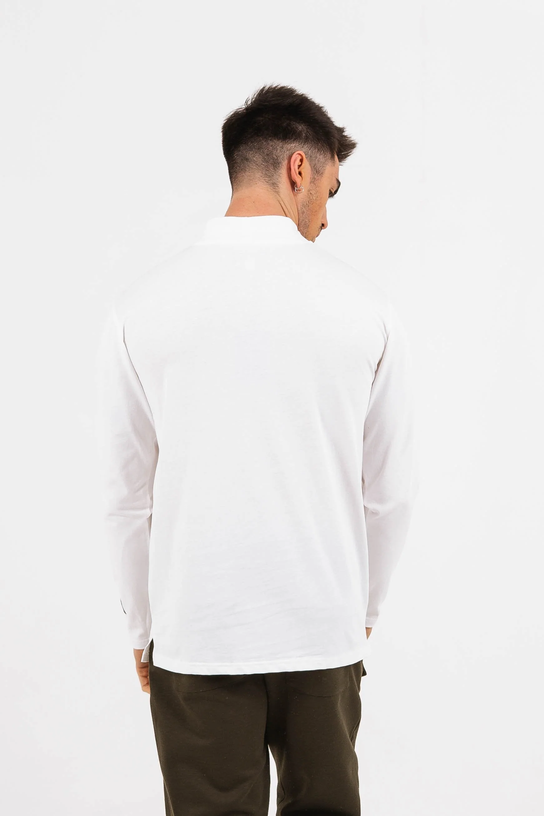 T-shirt col cheminée logo Blanc cassé - Image 5