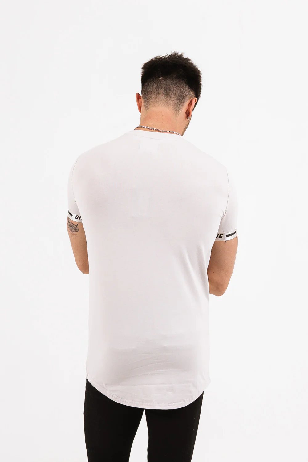 T-shirt logo coton manche taupe - Image 5