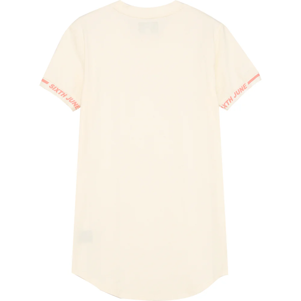 T-shirt logo coton manche beige - Image 7