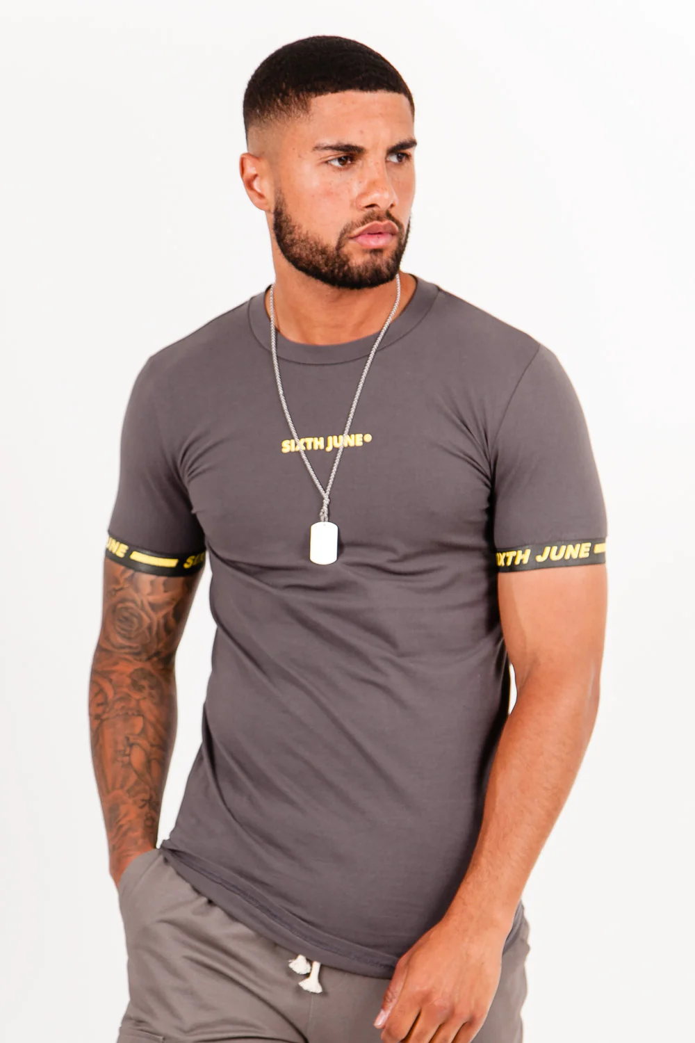 T-shirt logo coton manche Gris foncé - Image 2
