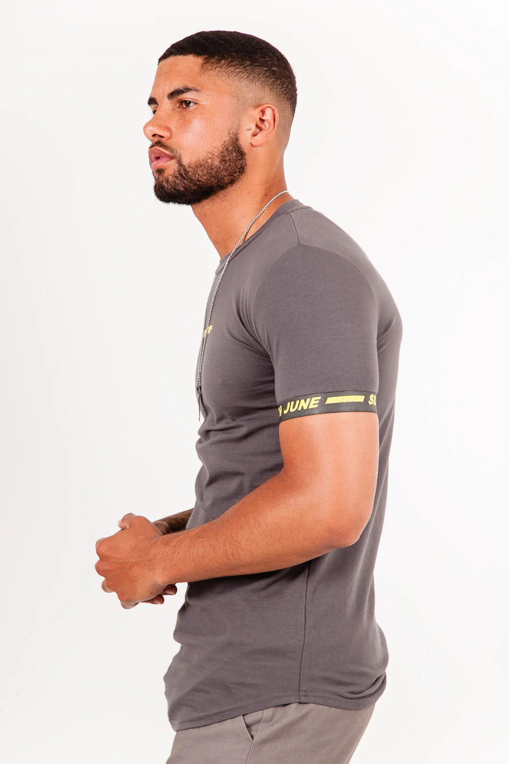 T-shirt logo coton manche Gris foncé - Image 3