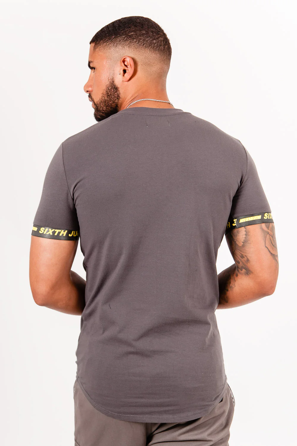 T-shirt logo coton manche Gris foncé - Image 4