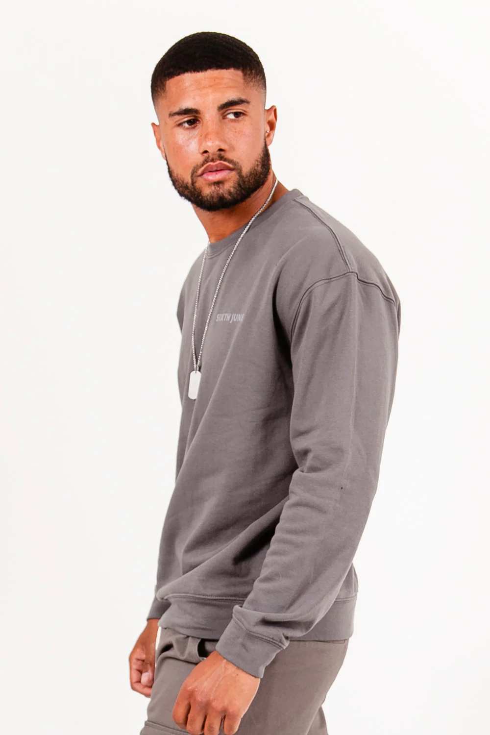 Sweatshirt imprimé bande logo gris - Image 3