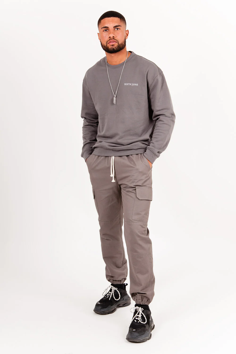 Sweatshirt imprimé bande logo gris - Image 4