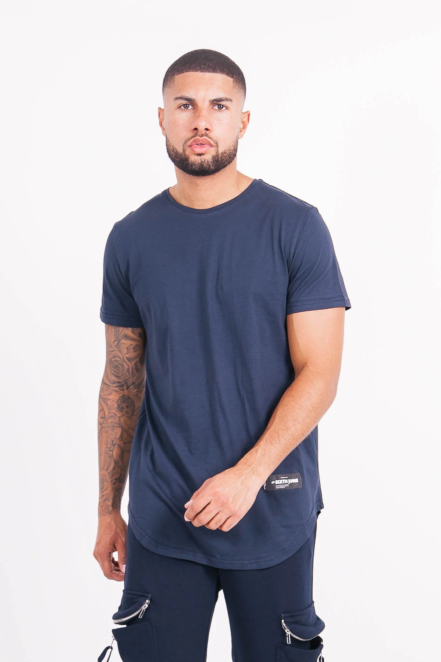 T-shirt basique arrondi Bleu foncé - Image 2