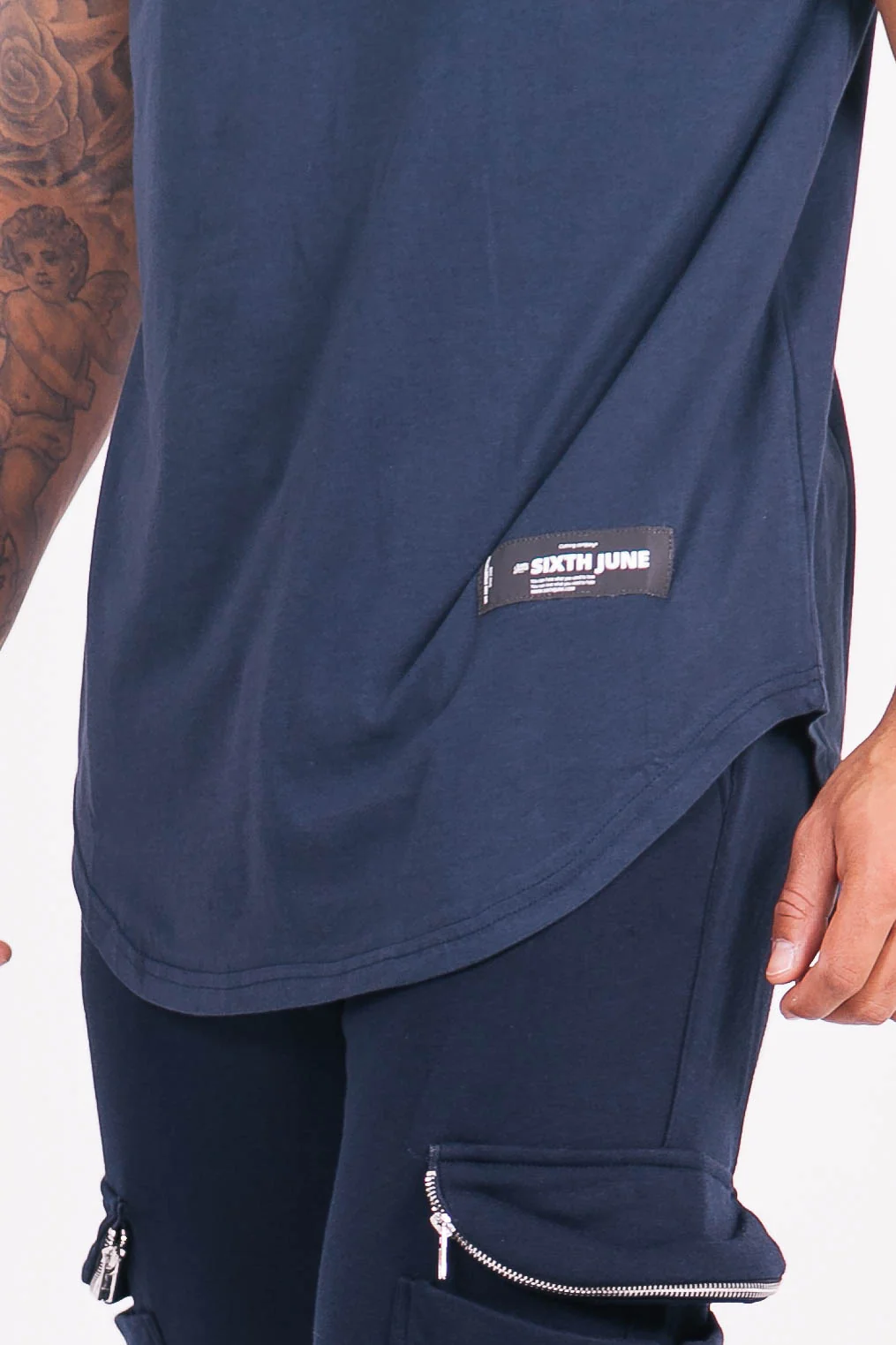 T-shirt basique arrondi Bleu foncé - Image 3