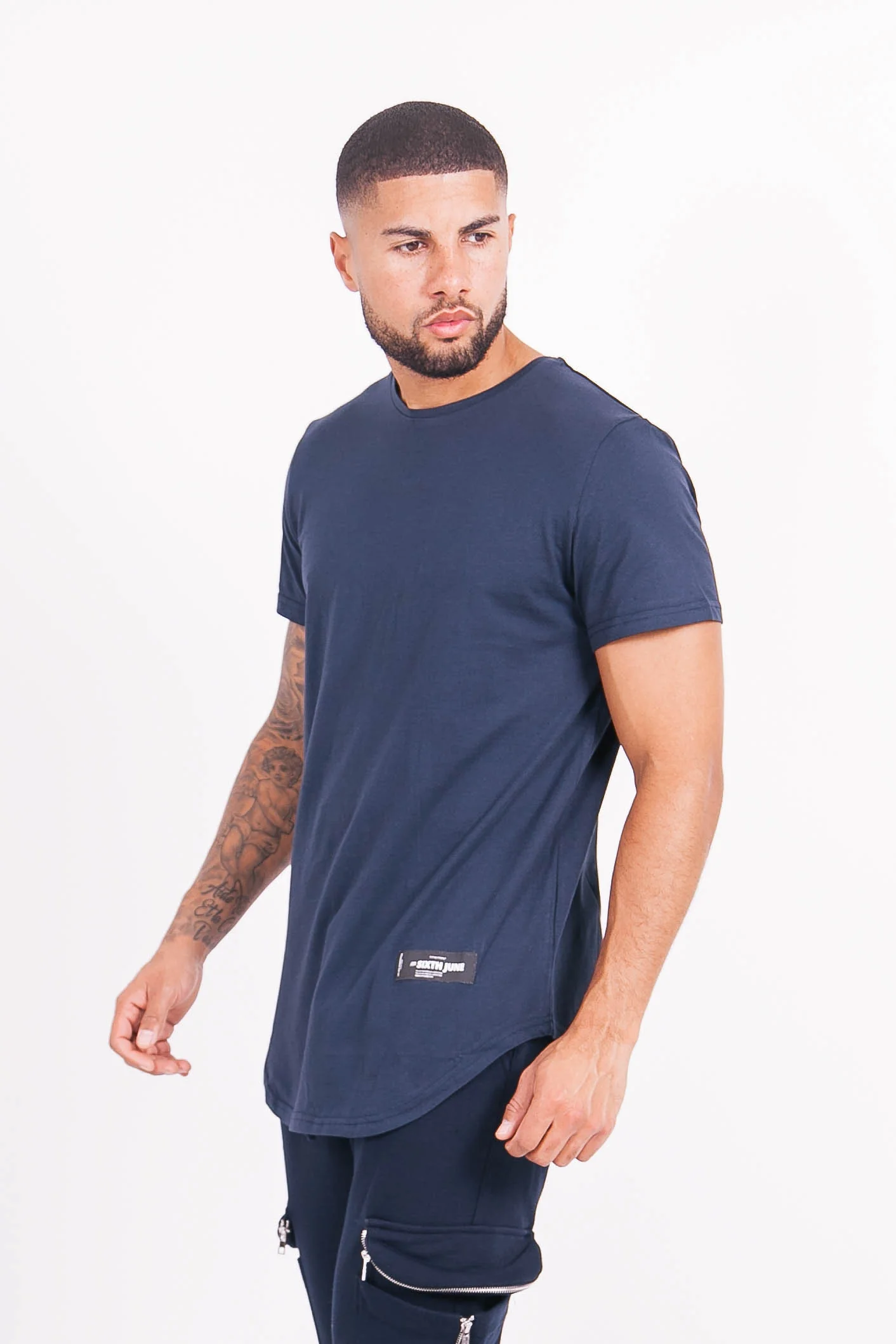 T-shirt basique arrondi Bleu foncé - Image 4