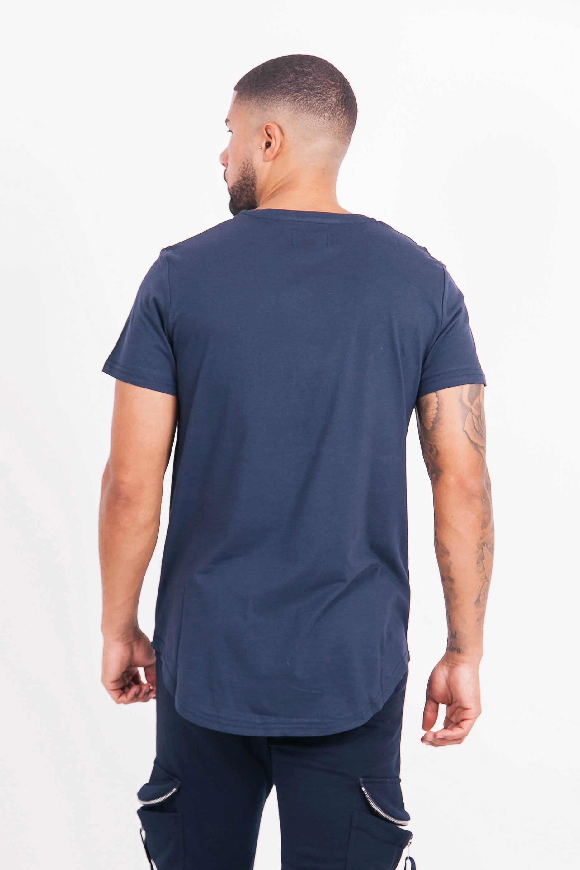 T-shirt basique arrondi Bleu foncé - Image 5