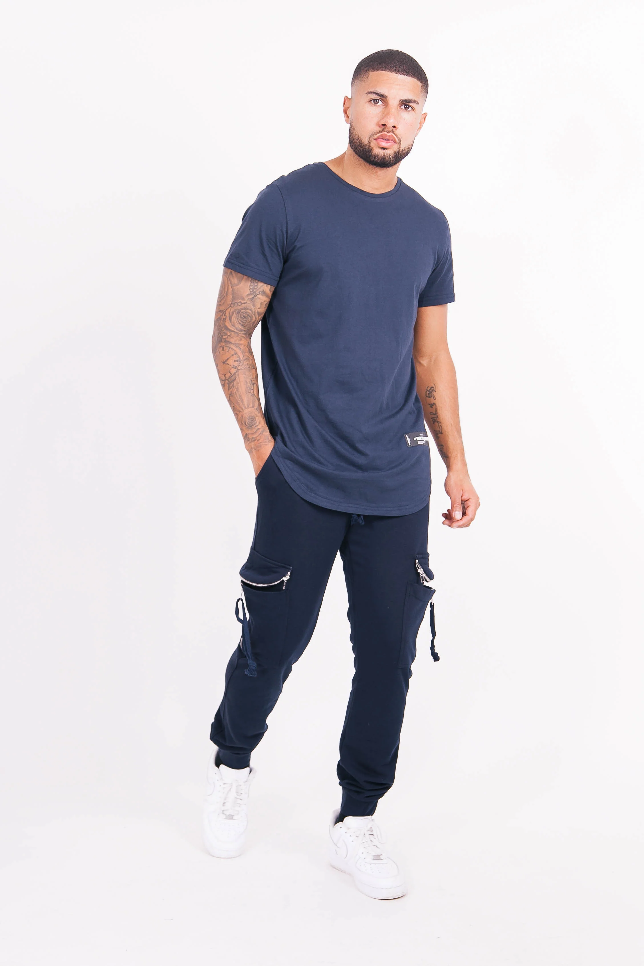 T-shirt basique arrondi Bleu foncé - Image 6
