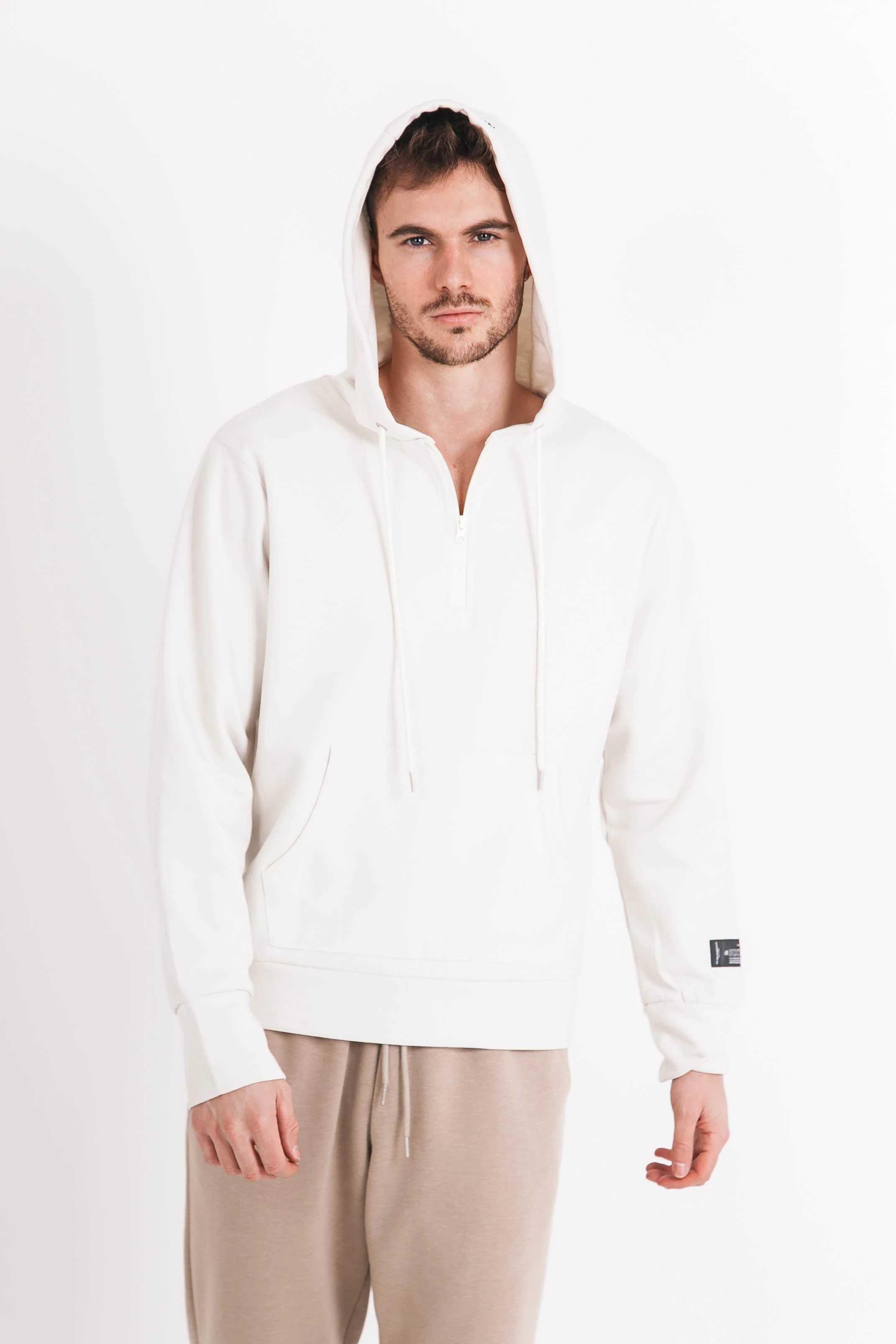 Sweat à capuche limited edition zip blanc cassé - Image 2