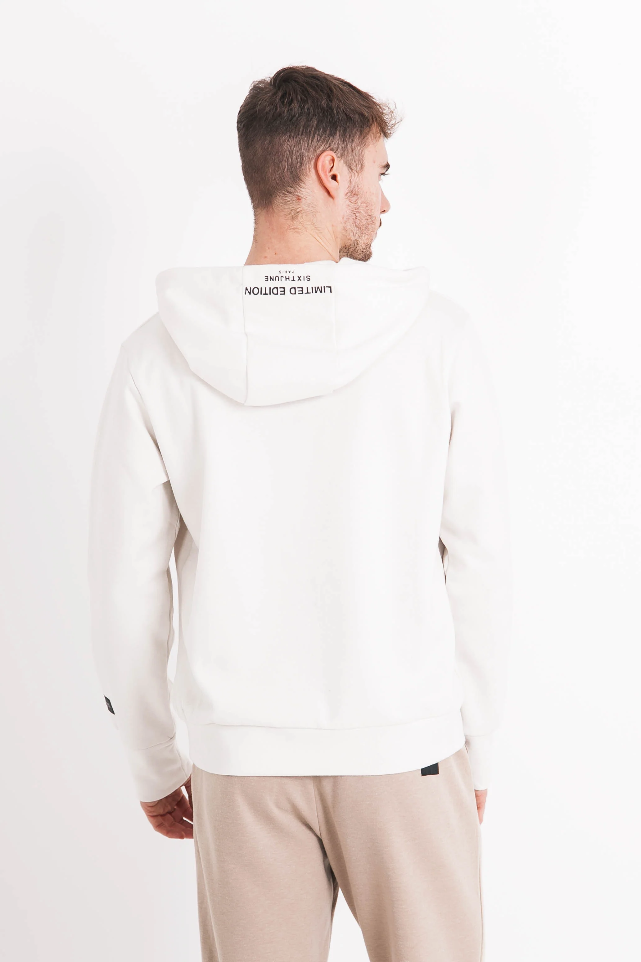 Sweat à capuche limited edition zip blanc cassé - Image 5