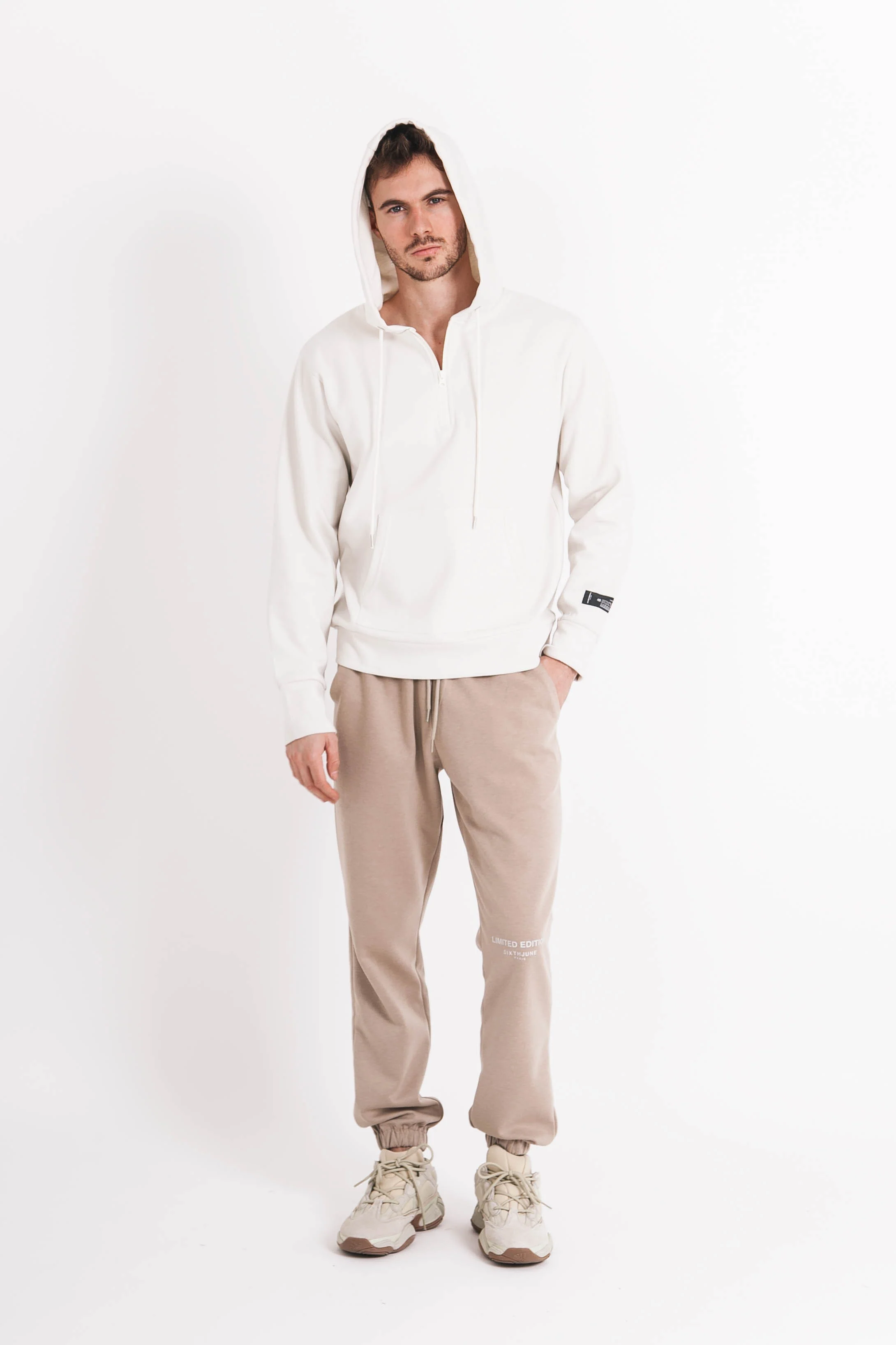 Sweat à capuche limited edition zip blanc cassé - Image 6