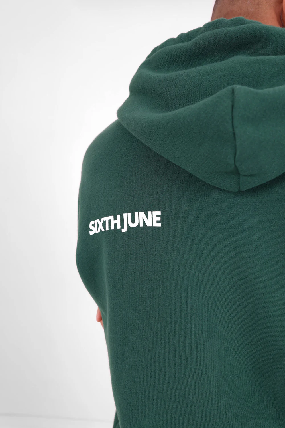 Sweat capuche oversize logo décalé Vert foncé - Image 3