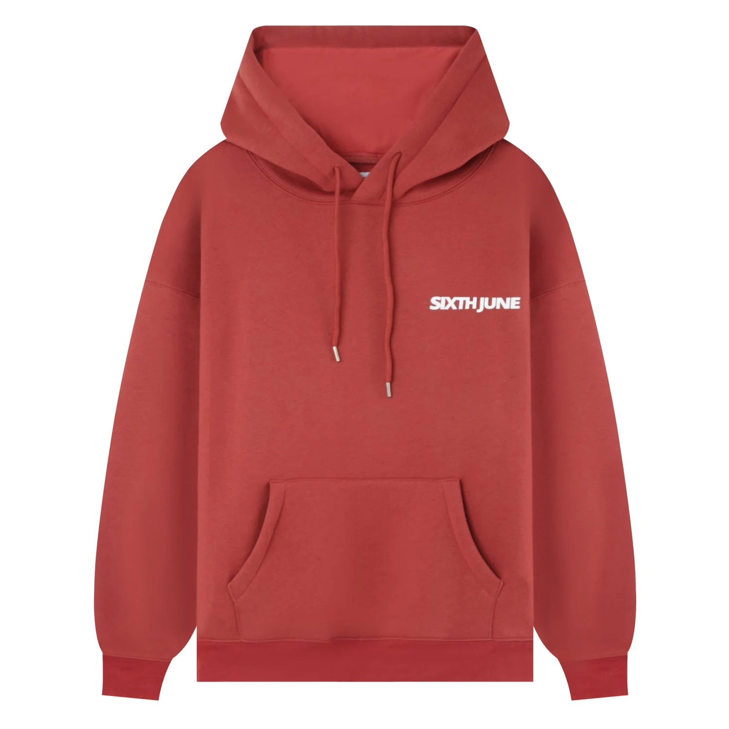 Sweat capuche oversize logo décalé Rouge foncé - Image 6