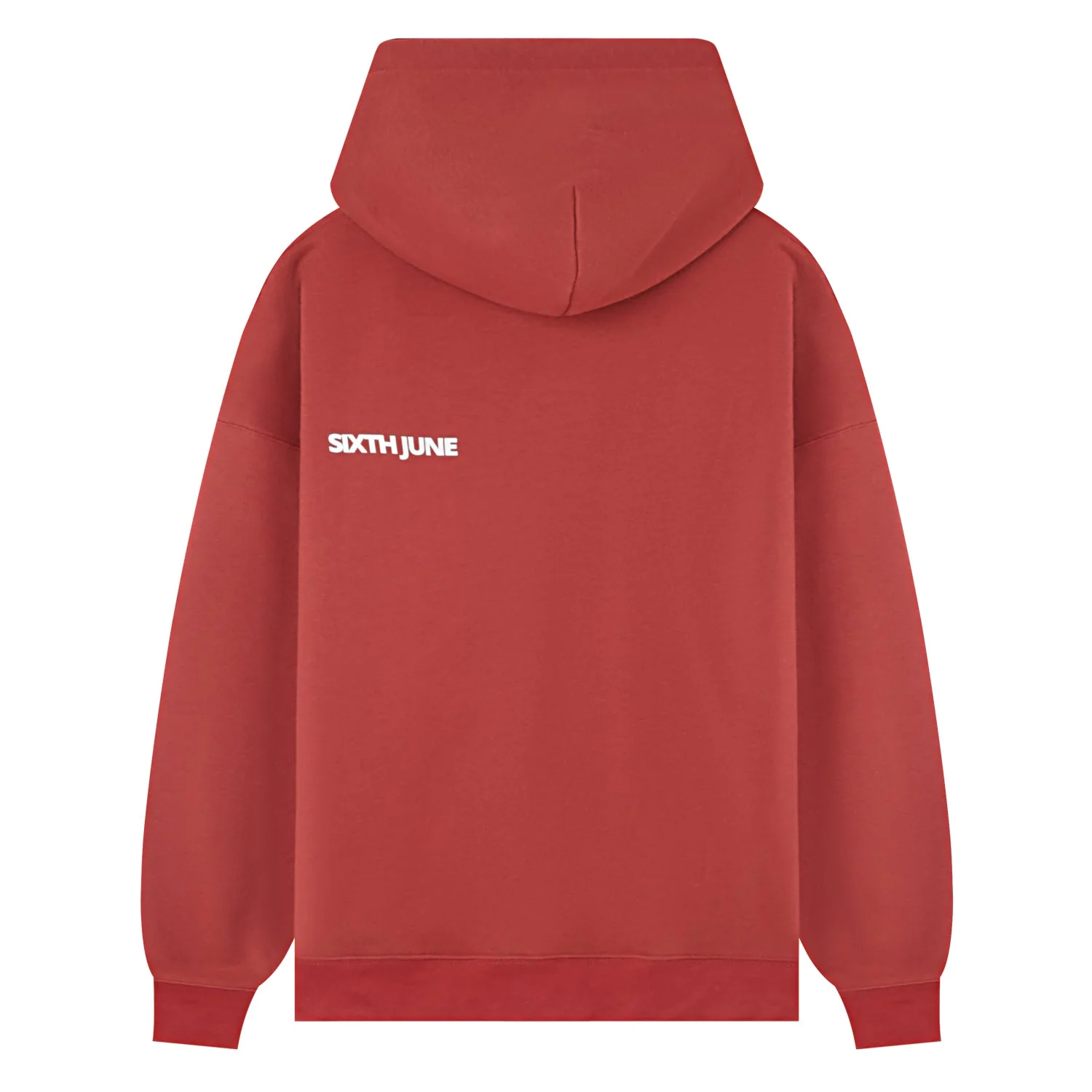 Sweat capuche oversize logo décalé Rouge foncé - Image 7