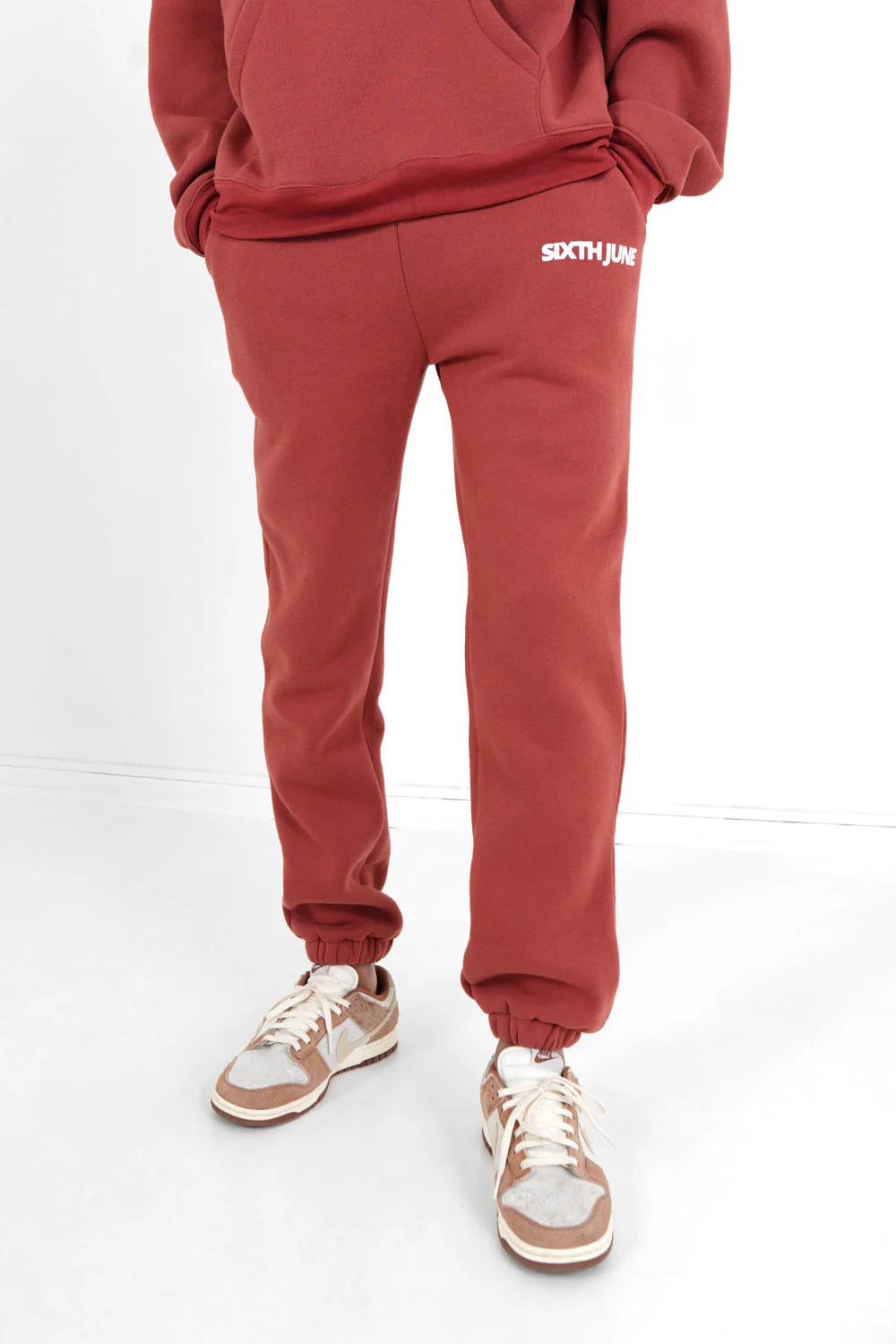 Jogging molletonné logo Rouge foncé