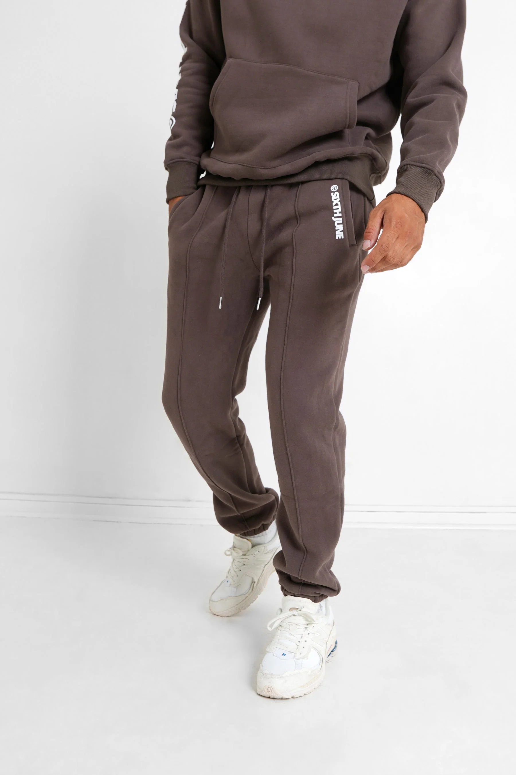 Jogging molletonné surpiqûres Marron