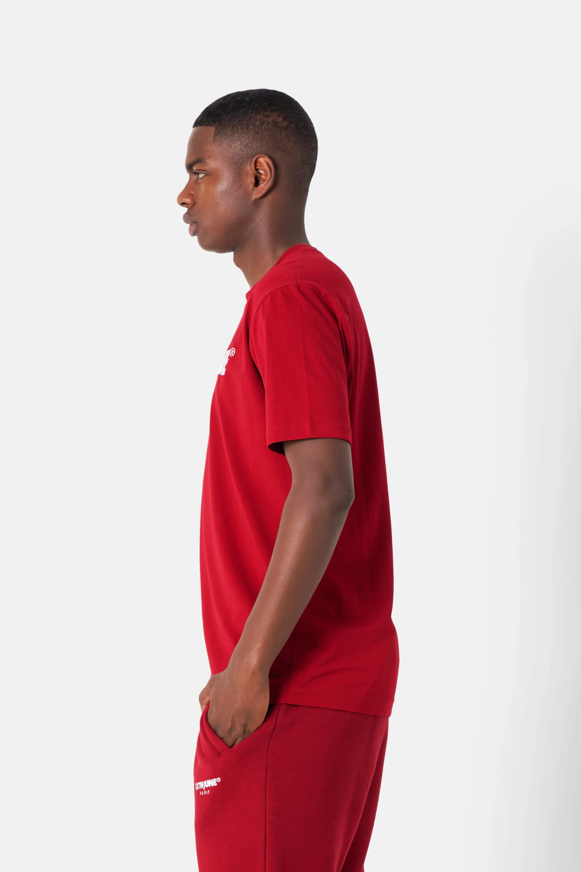 T-shirt logo brodé Paris Rouge bordeaux - Image 3