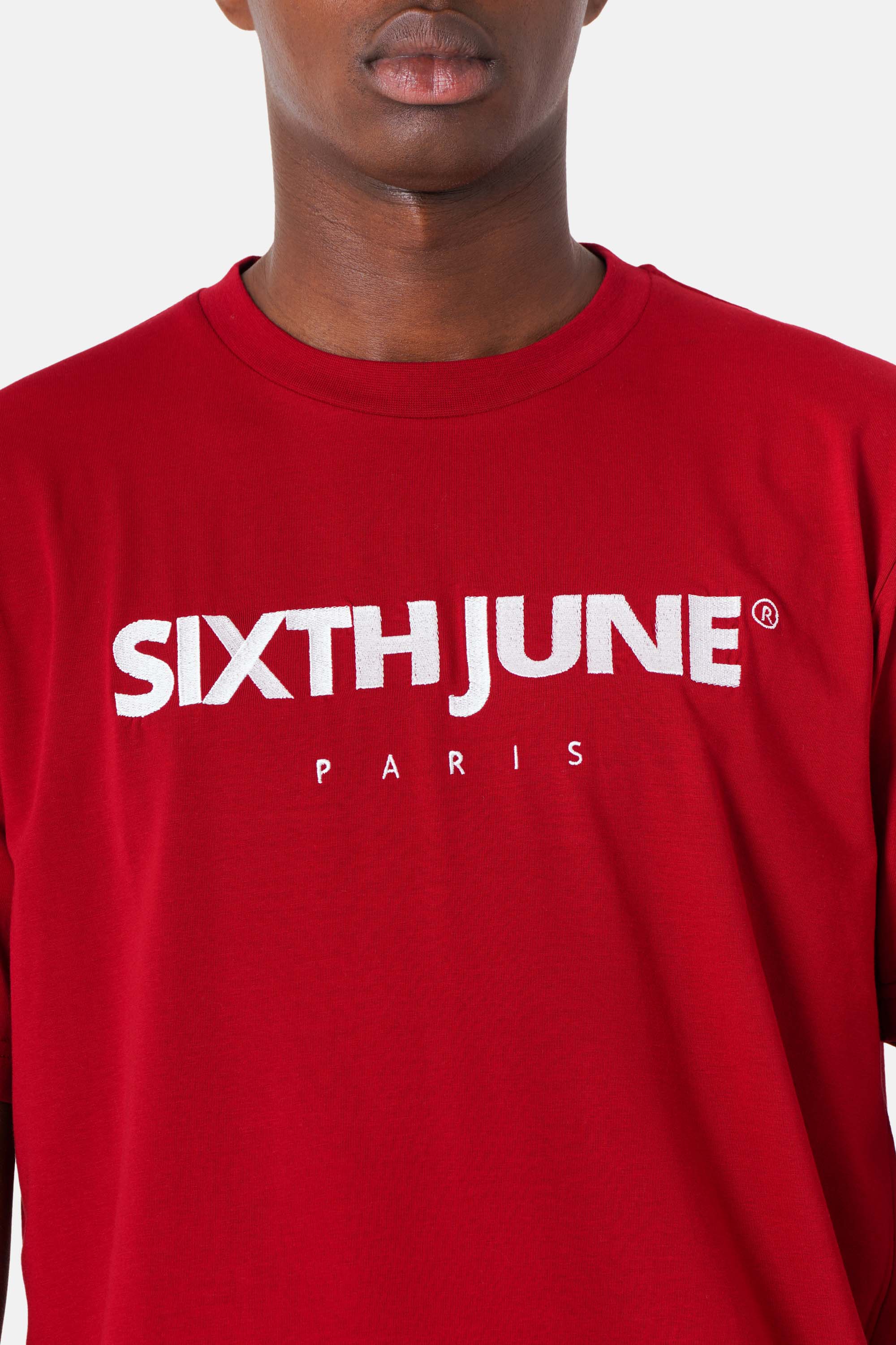 T-shirt logo brodé Paris Rouge bordeaux - Image 4