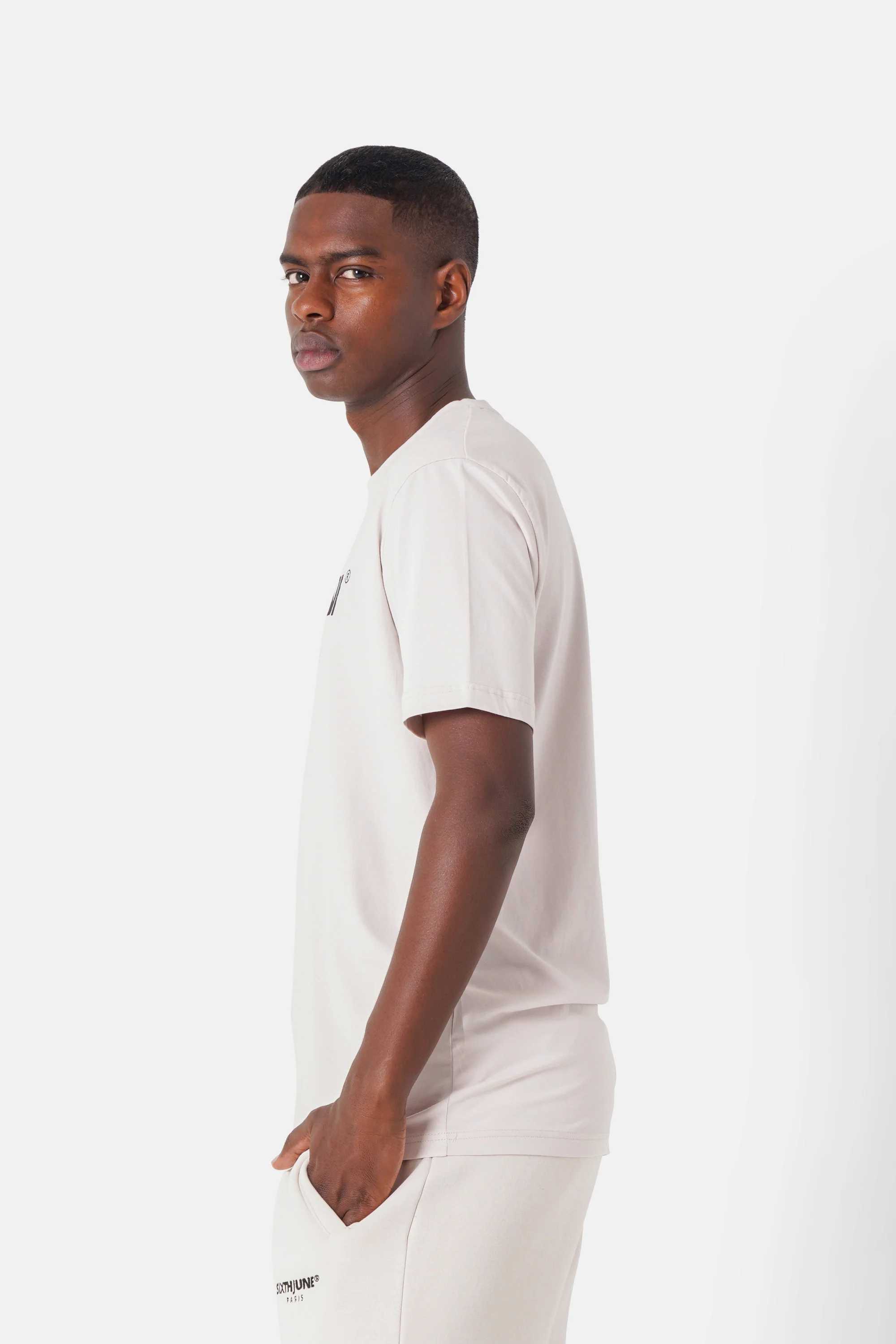 T-shirt logo brodé Paris Beige clair - Image 4