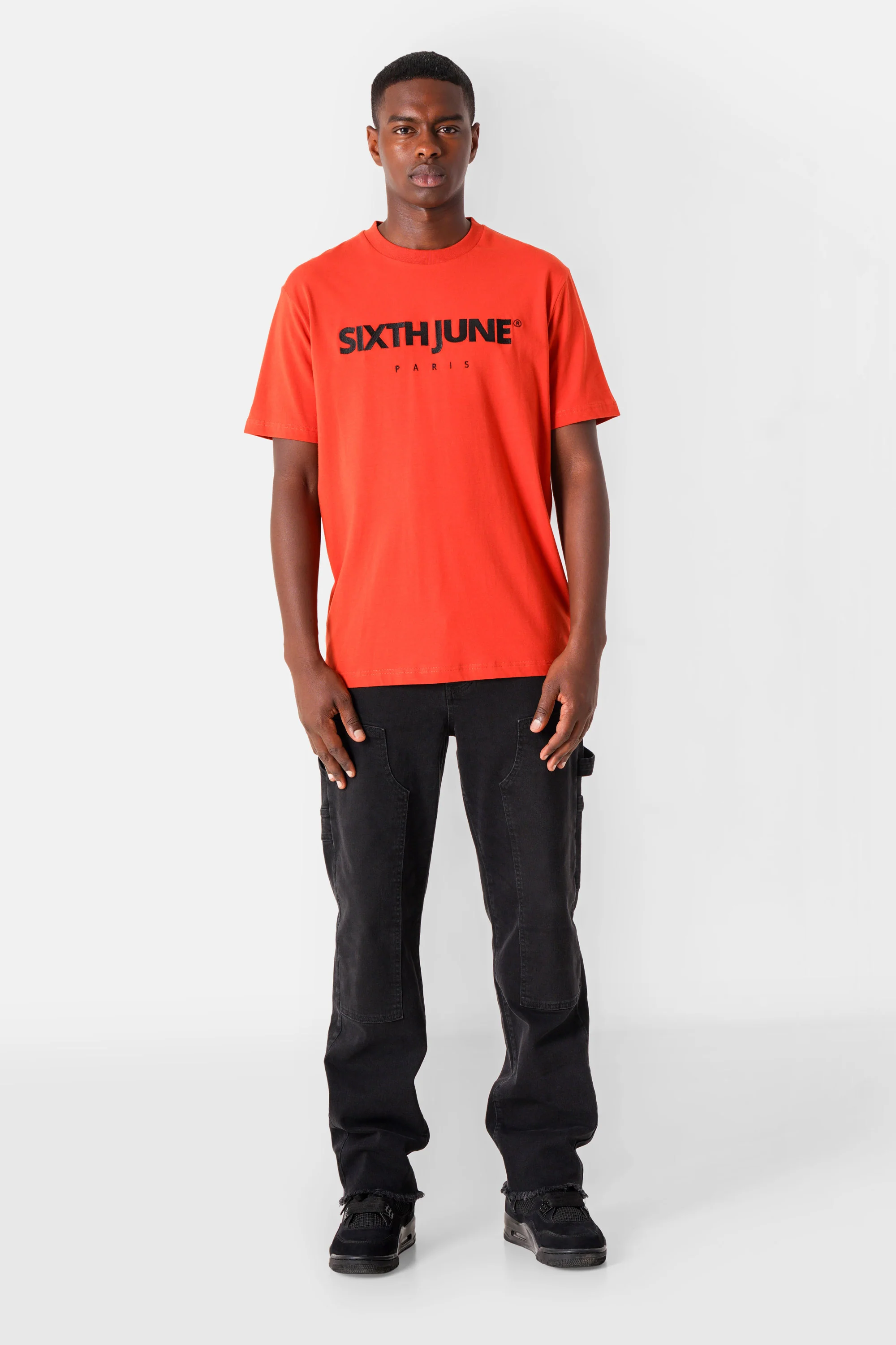 T-shirt logo brodé Paris Orange foncé - Image 2