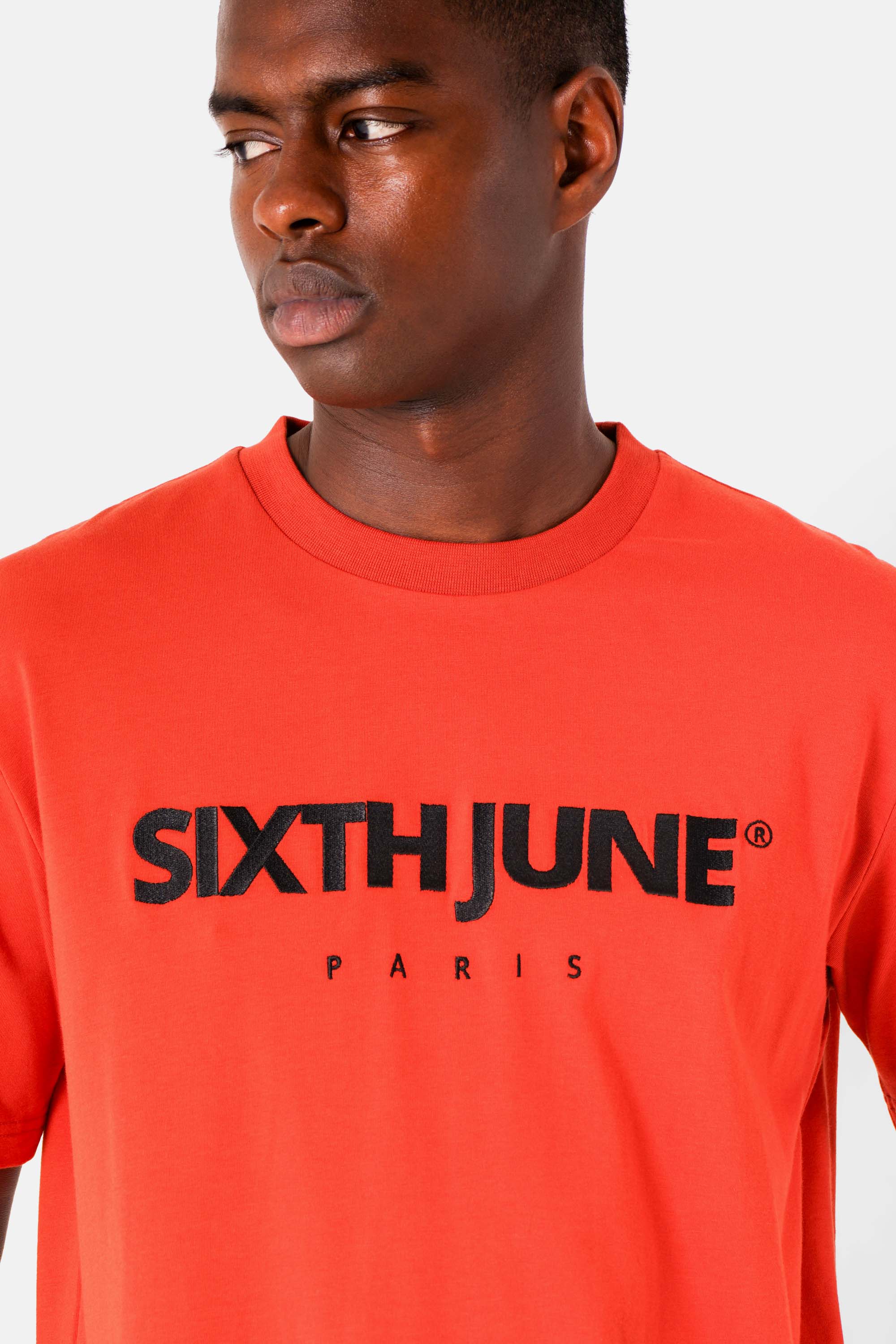 T-shirt logo brodé Paris Orange foncé - Image 3