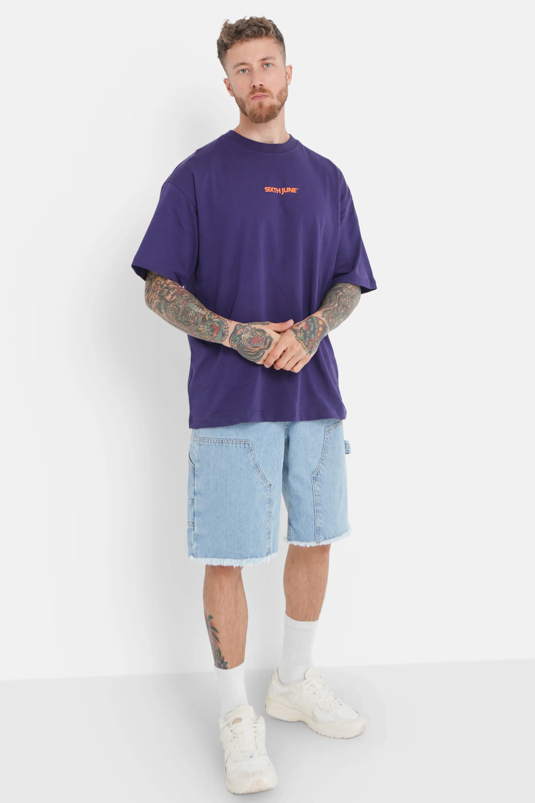 T-shirt logo central Violet foncé - Image 3