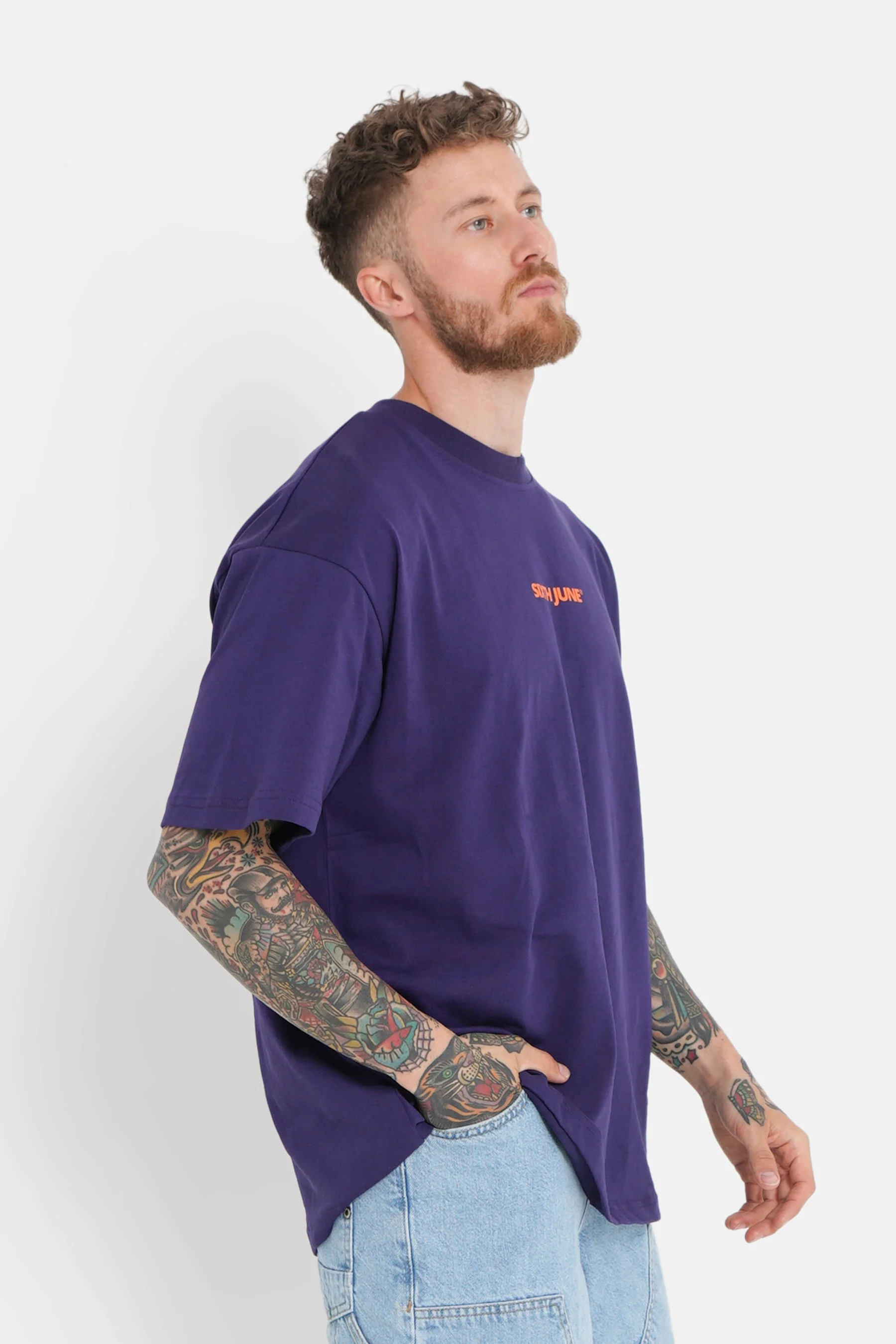 T-shirt logo central Violet foncé - Image 5