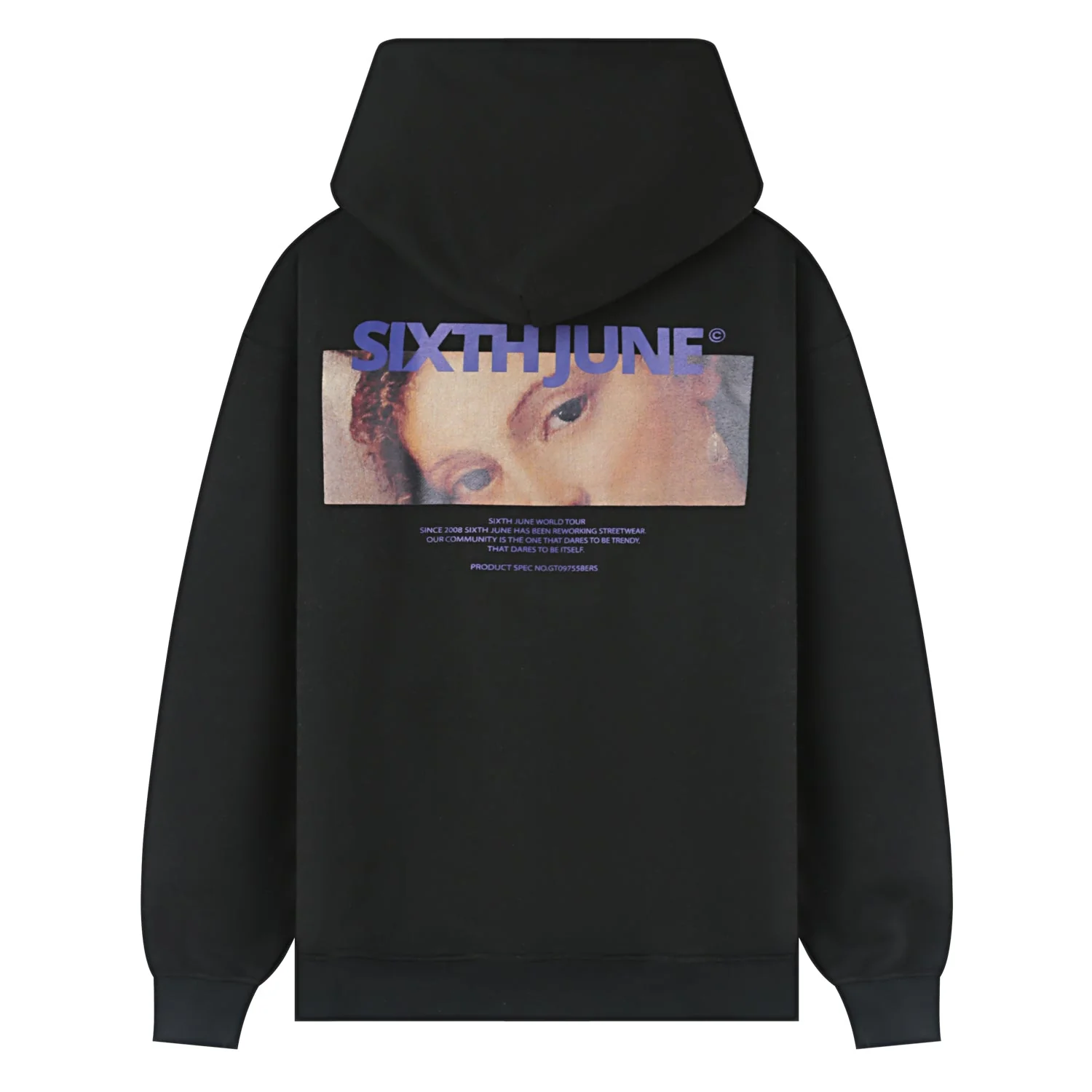 Sweatshirt capuche regard imprimé Noir - Image 6