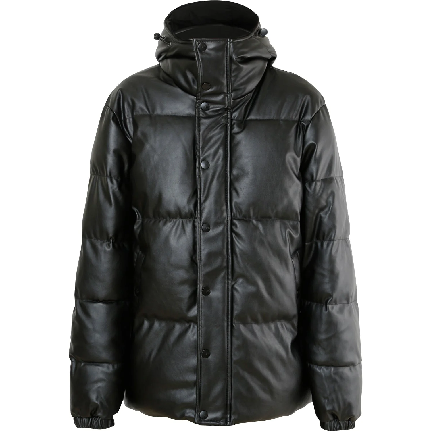 Doudoune matelassée simili cuir Noir - Image 7
