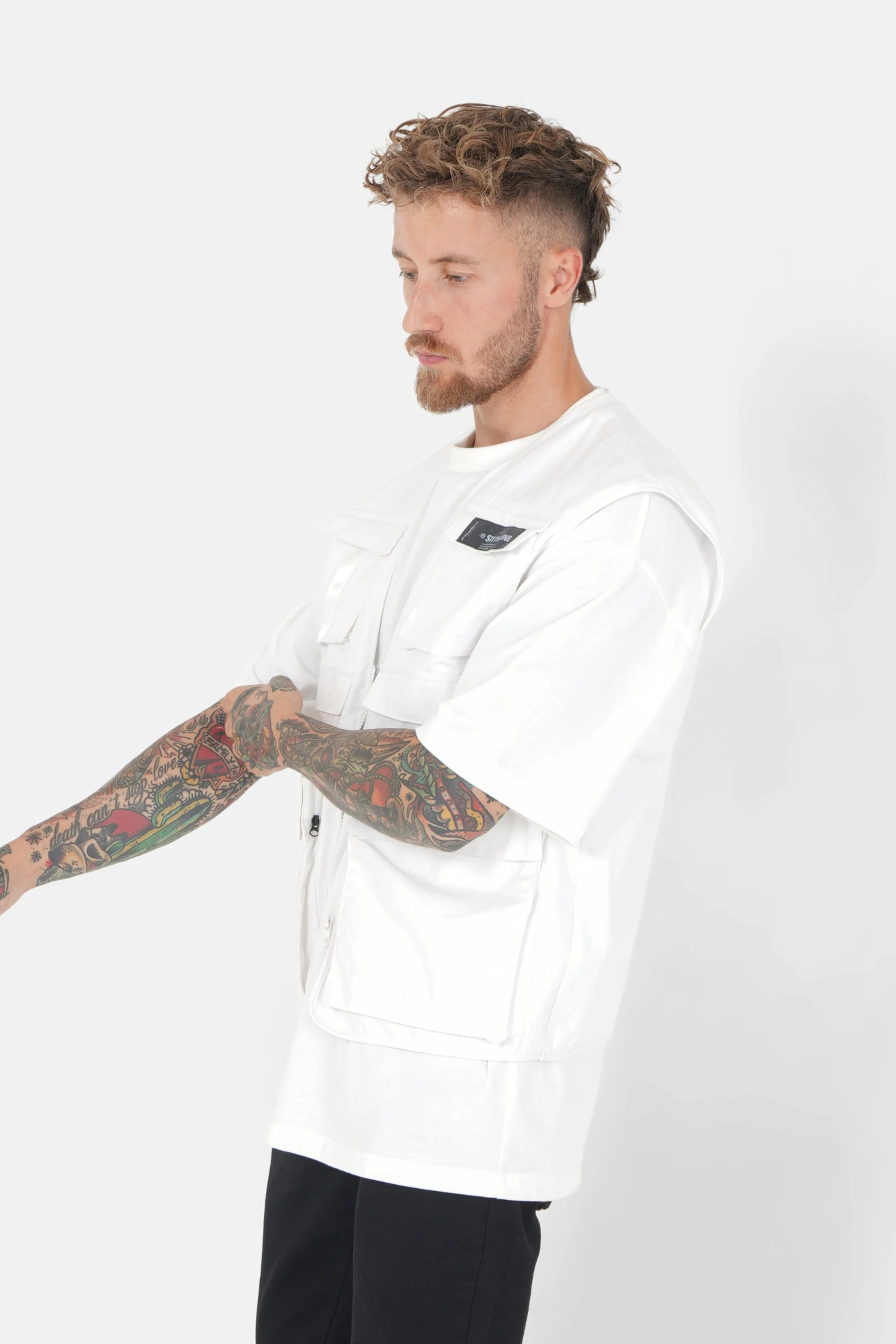 Gilet multipoche zip Blanc - Image 4