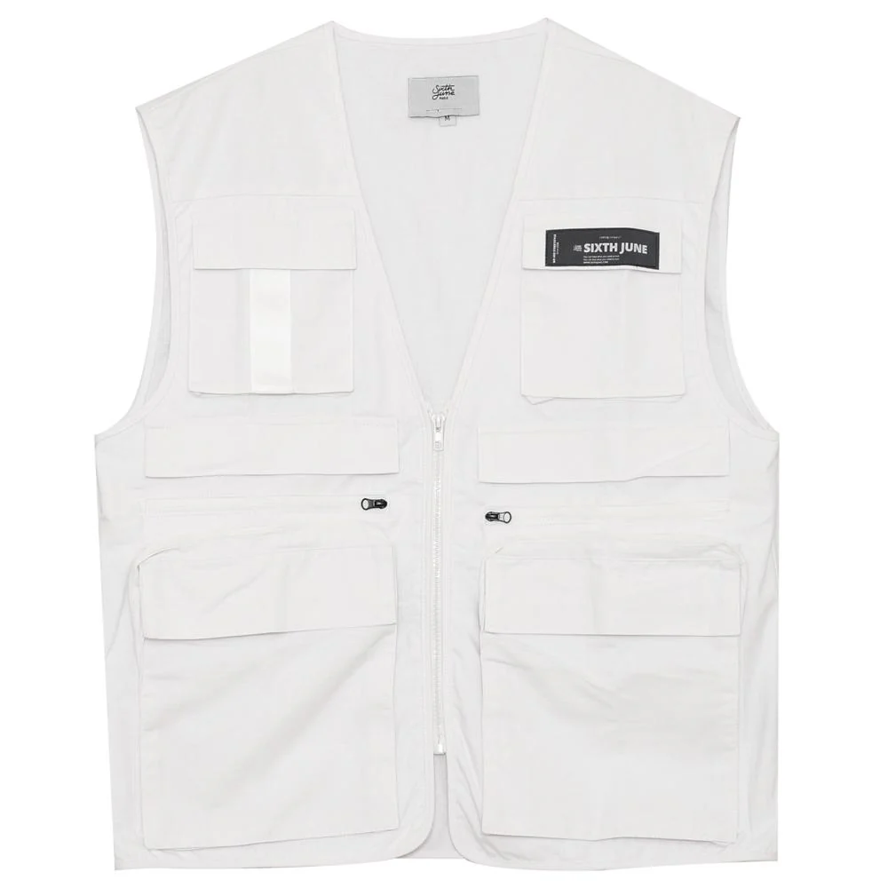 Gilet multipoche zip Blanc - Image 6