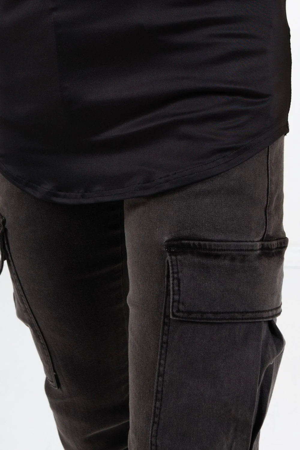 Jean cargo souple skinny Gris foncé - Image 3