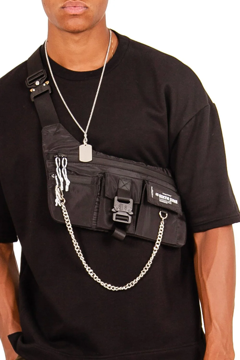 Sac banane chaîne tactique noir - Image 2
