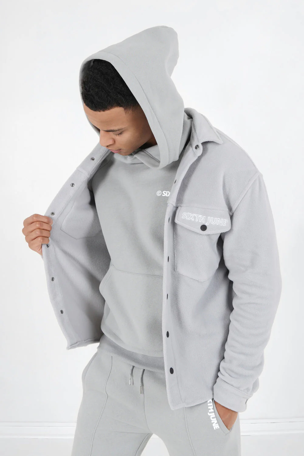 Chemise polaire logo arrière brodé Gris