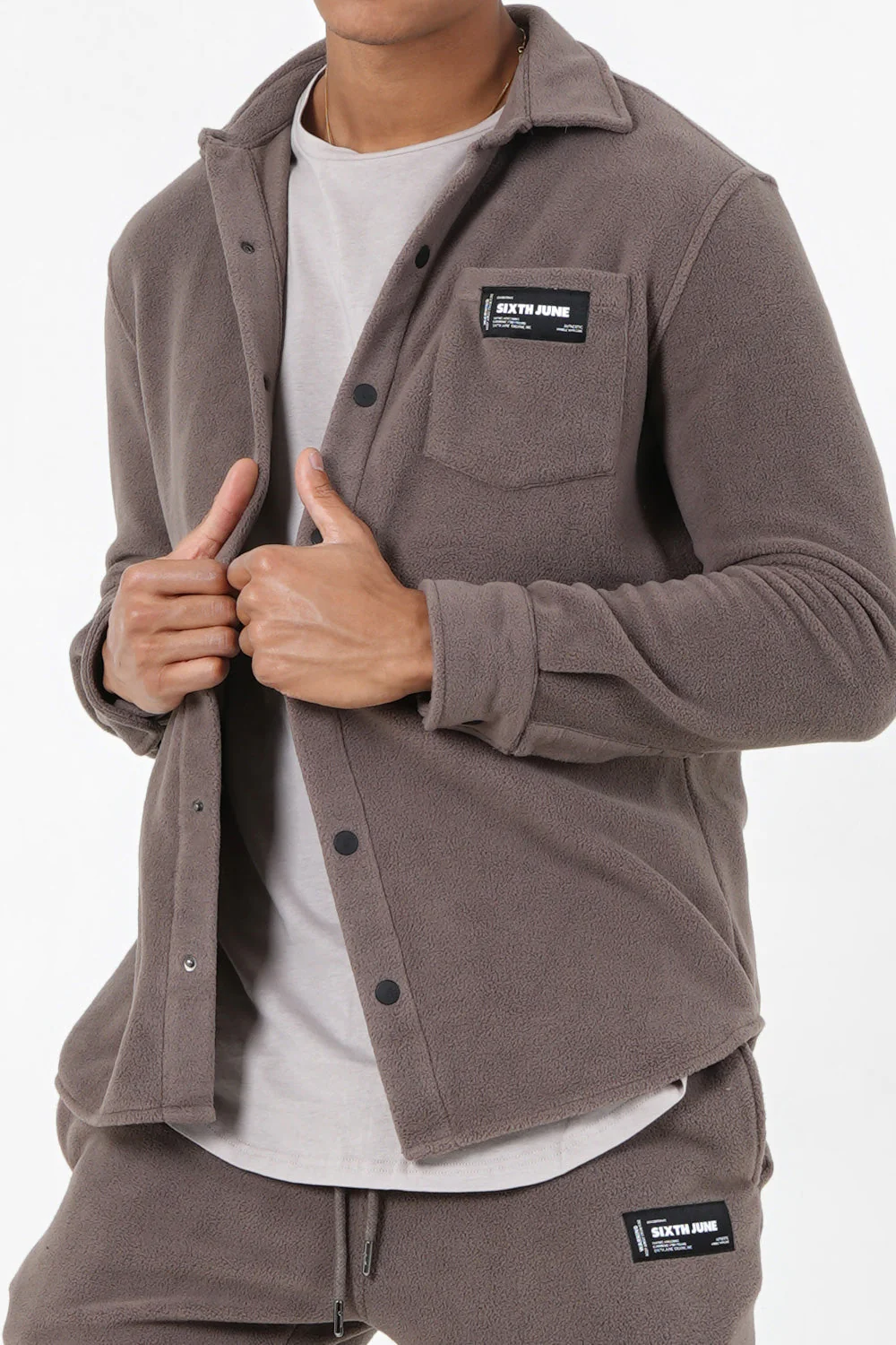 Chemise polaire poche Marron - Image 3