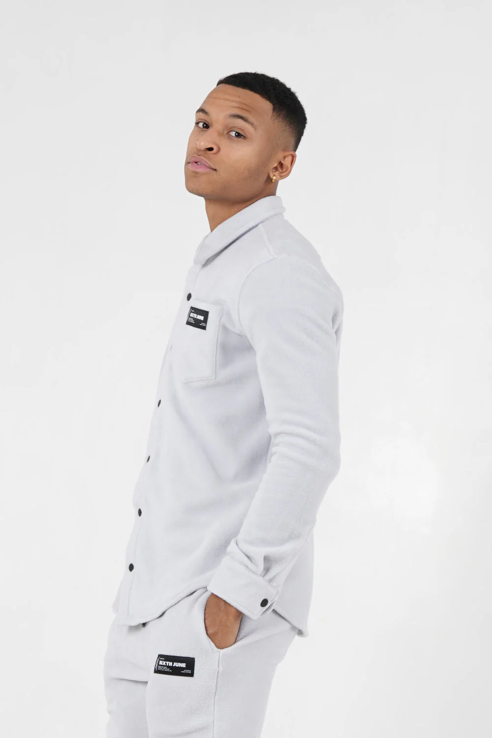 Chemise polaire poche Gris clair - Image 4